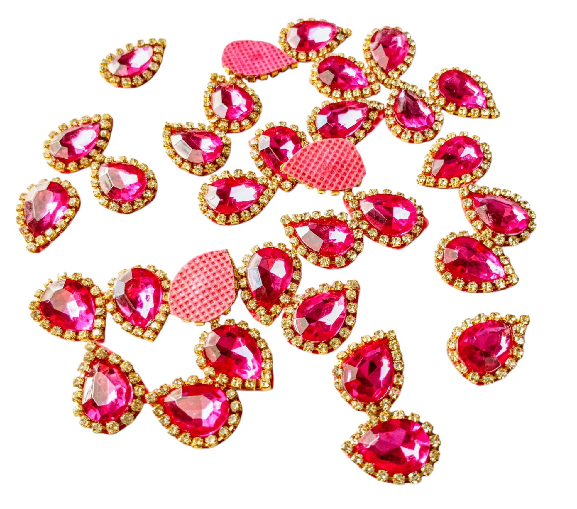     			Cherry Tree Metal Drop Shape Rhinestone Embellishment Patch for Goddness  ( Pack of 1 )