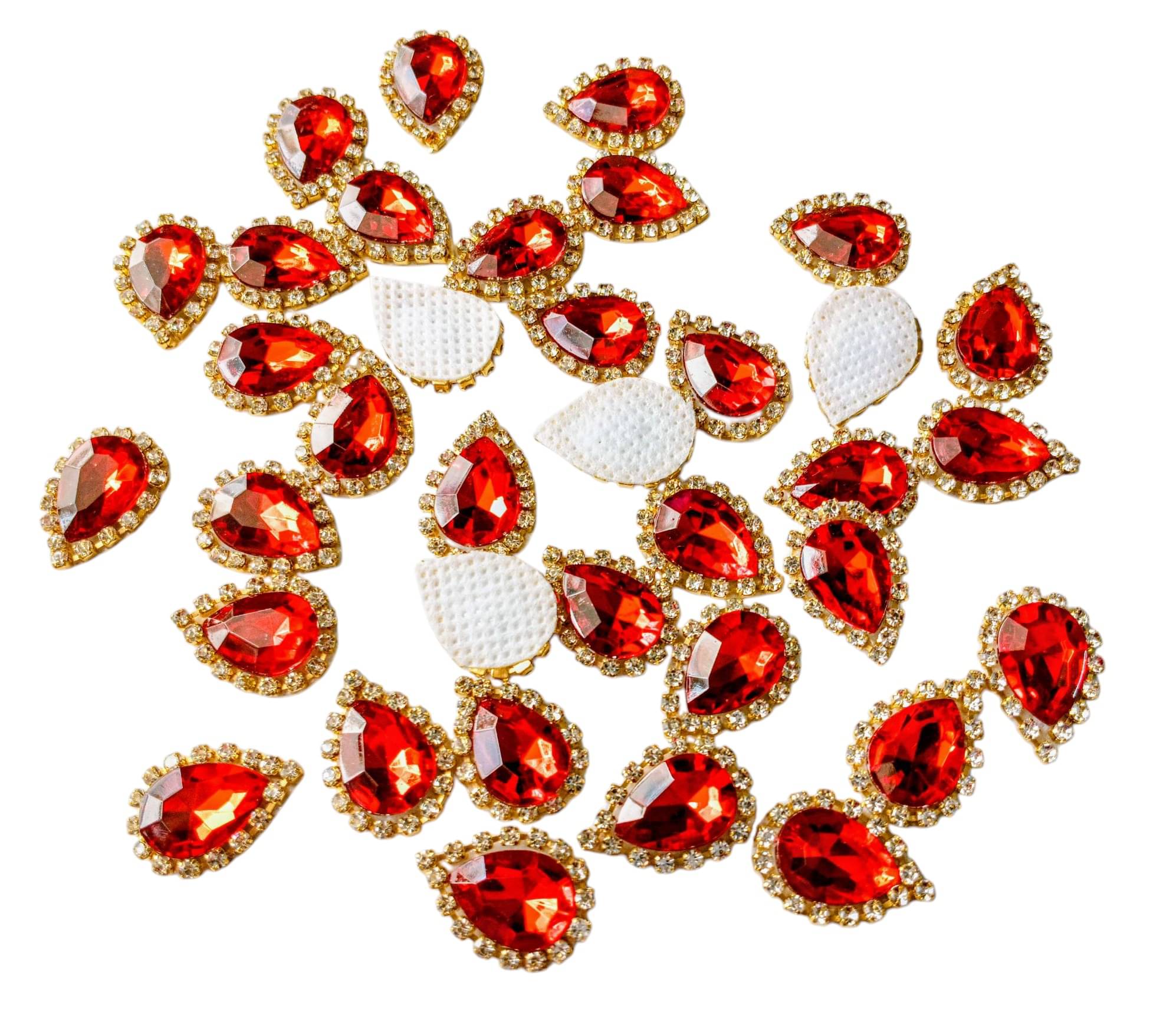     			Cherry Tree Metal Drop Shape Rhinestone Embellishment Patch for Goddness  ( Pack of 1 )