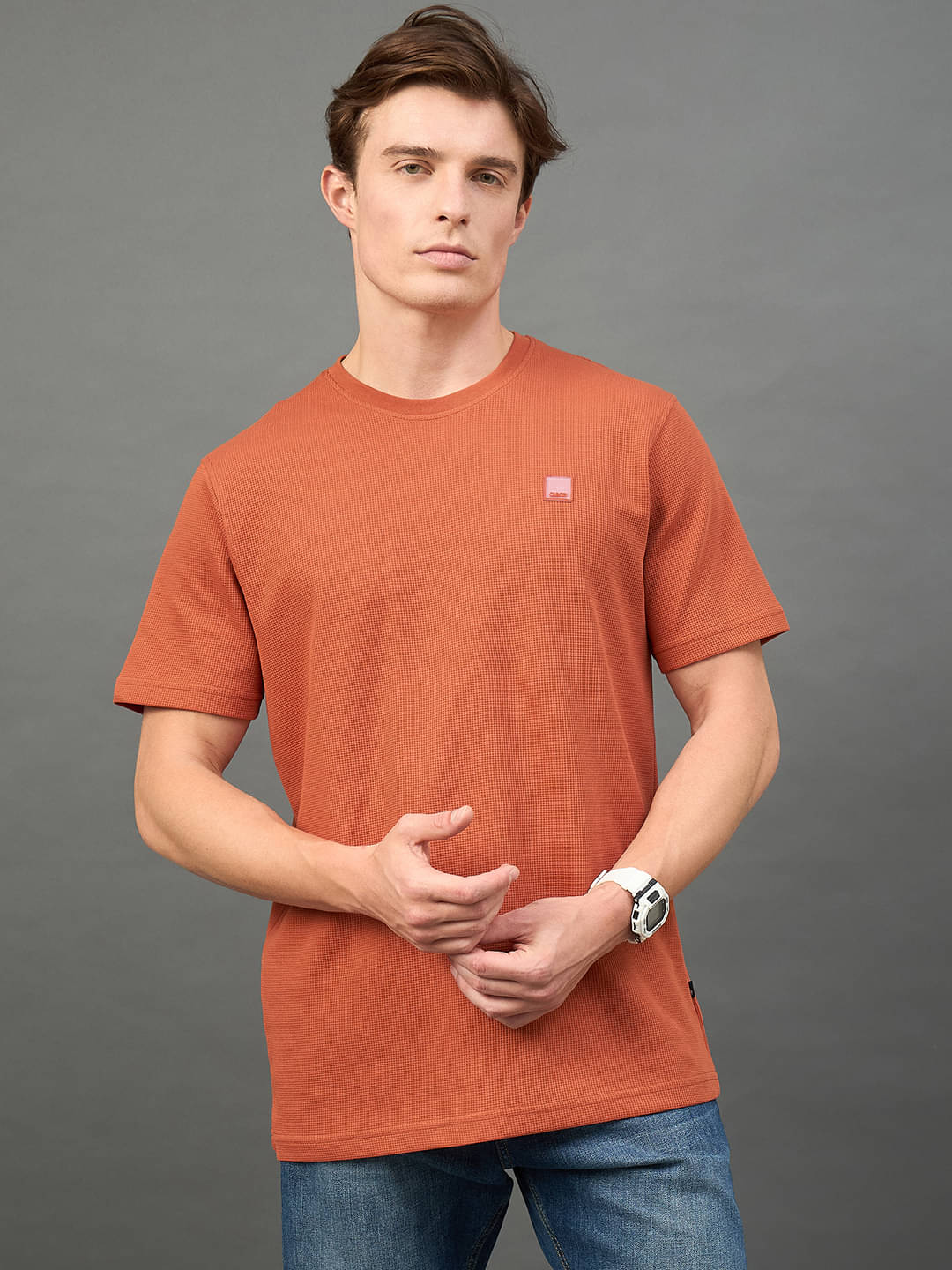     			Club York Cotton Blend Regular Fit Solid Half Sleeves Men's Round T-Shirt - Rust ( Pack of 1 )
