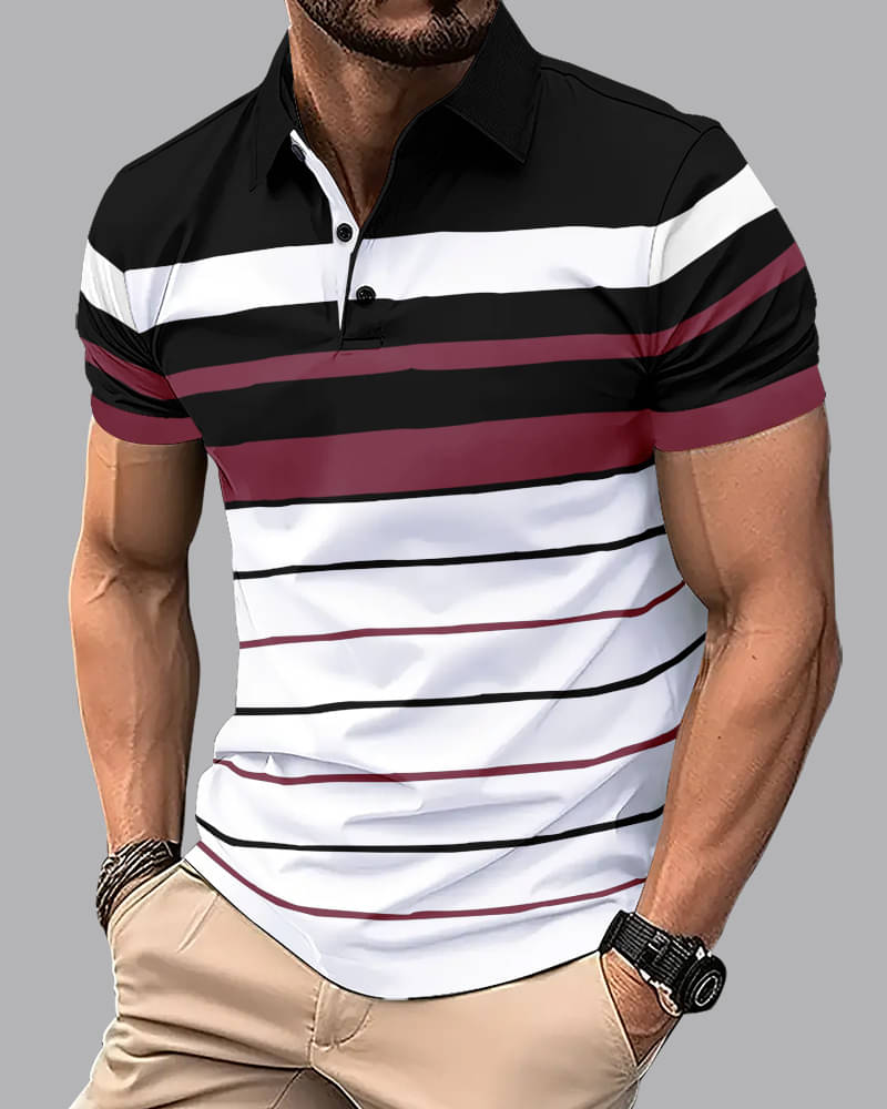 Eyebogler Pack of 1 Cotton Blend Regular Fit Striped Half Sleeves Men's Polo T Shirt ( Red ) Eyebogler Pack of 1 Cotton Blend Regular Fit Striped Half Sleeves Men's Polo T Shirt ( Red )