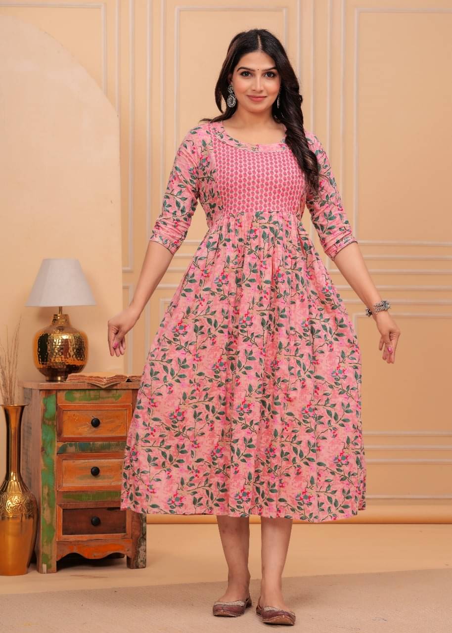     			Fasnesio Pink Cotton Women's Maternity Dress ( Pack of 1 )