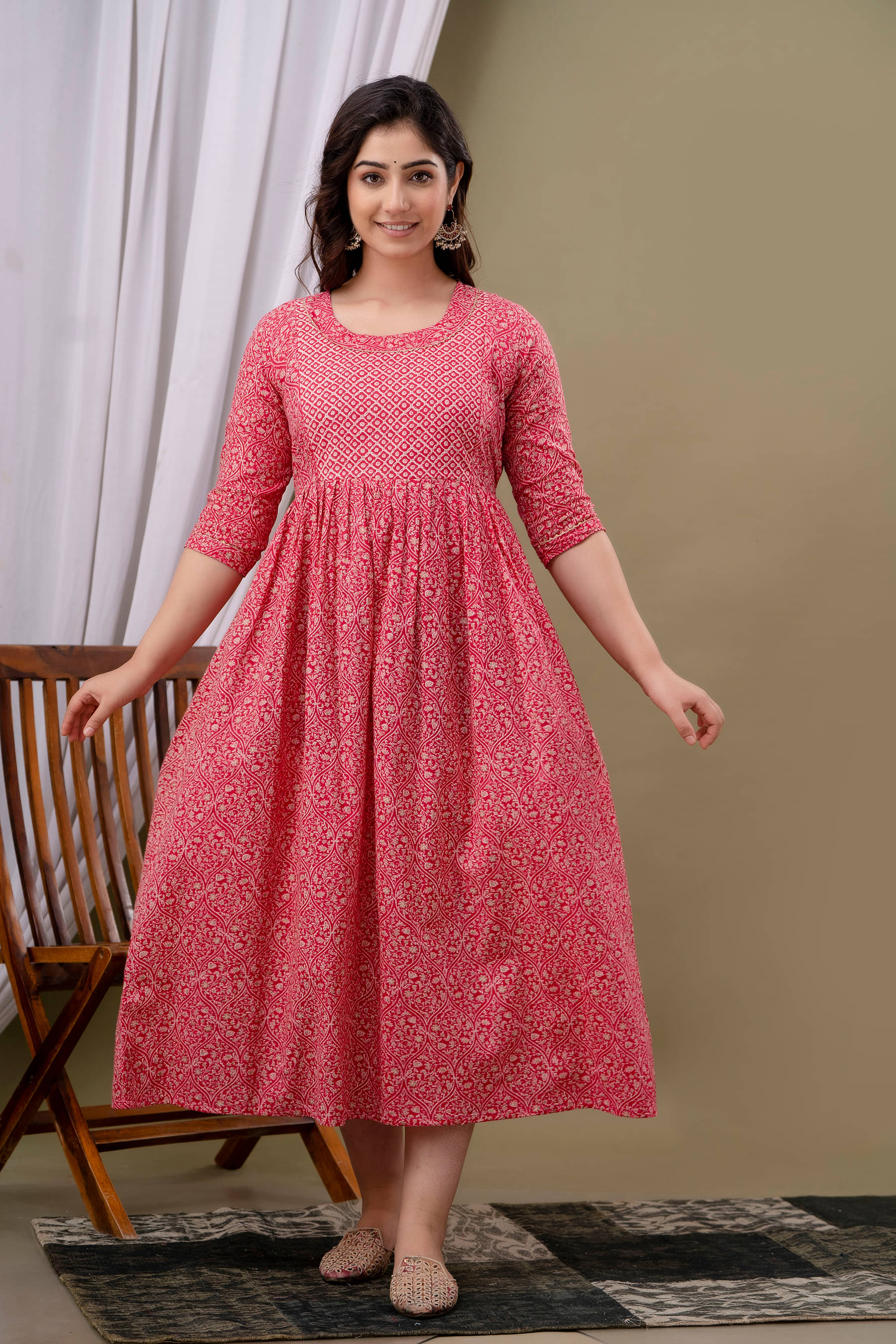     			Fasnesio Pink Cotton Women's Nursing Dress ( Pack of 1 )