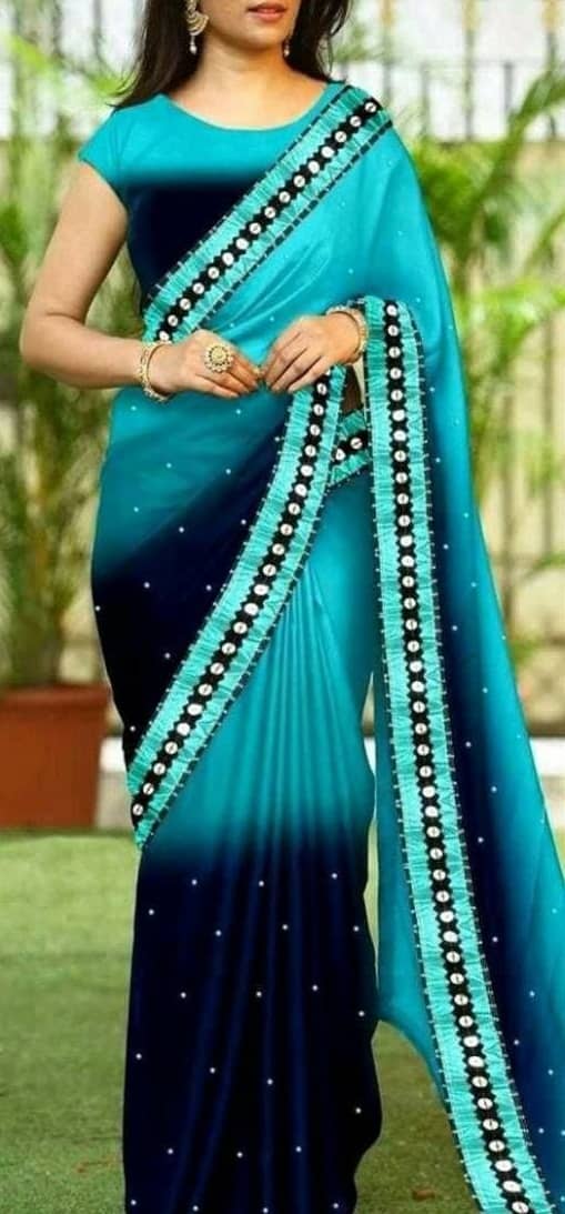 Gullak Georgette Embroidered Saree With Unstitched Blouse Piece ( Navy Blue ) - Sarees | Buy online on ZillyBuy