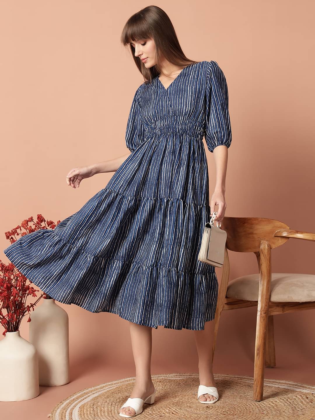 JASH CREATION Polyester Printed Full Length Women's Fit & Flare Dress - Light Blue ( Pack of 1 ) JASH CREATION Polyester Printed Full Length Women's Fit & Flare Dress - Light Blue ( Pack of 1 )