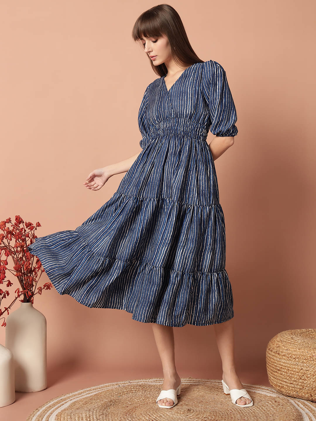 JASH CREATION Polyester Printed Full Length Women's Fit & Flare Dress - Light Blue ( Pack of 1 ) JASH CREATION Polyester Printed Full Length Women's Fit & Flare Dress - Light Blue ( Pack of 1 )