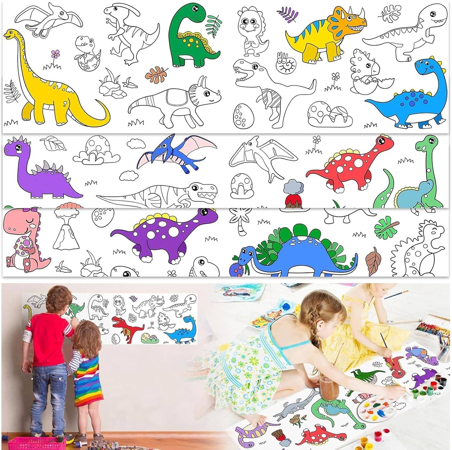     			Kids Drawing and Coloring Paper Roll With Stickers
