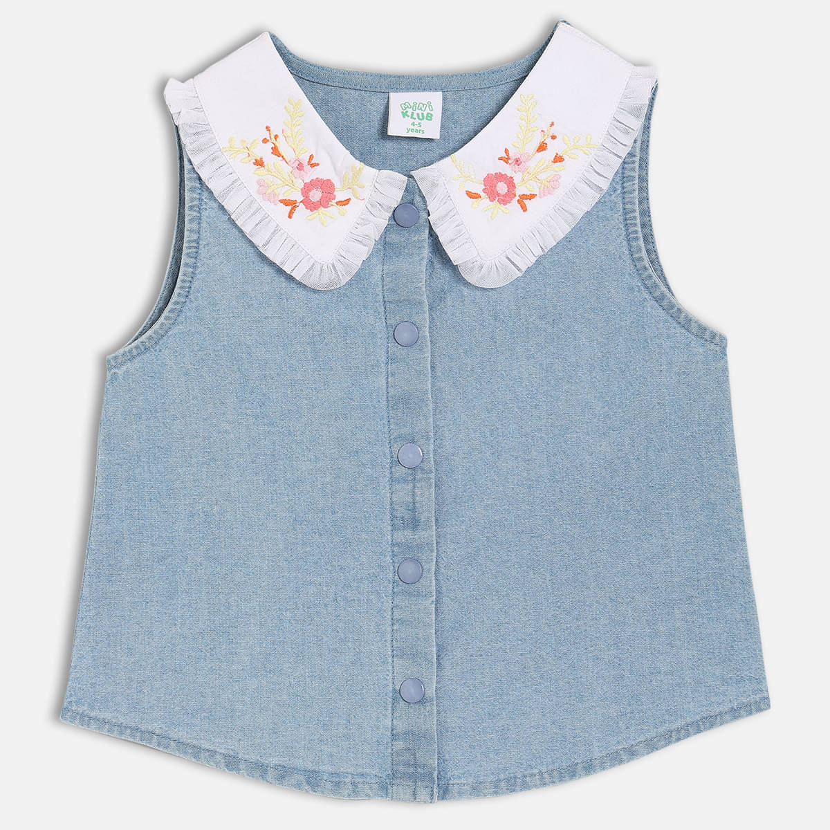     			MINI KLUB Pack of 1 Girls 100% Cotton Top ( Blue )