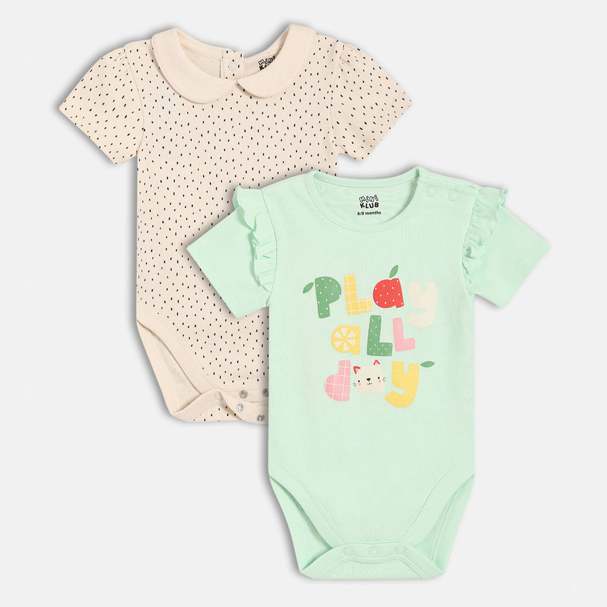 MINI KLUB Pack of 2 Baby Girls Cotton Bodysuit ( Multicolor )     			MINI KLUB Pack of 2 Baby Girls Cotton Bodysuit ( Multicolor )