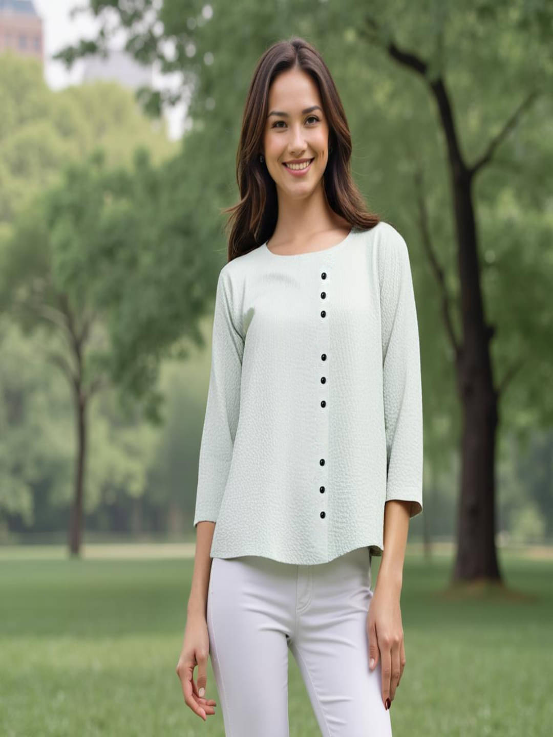     			PLUS PARADISE Women's Polyester Regular Top ( Green )