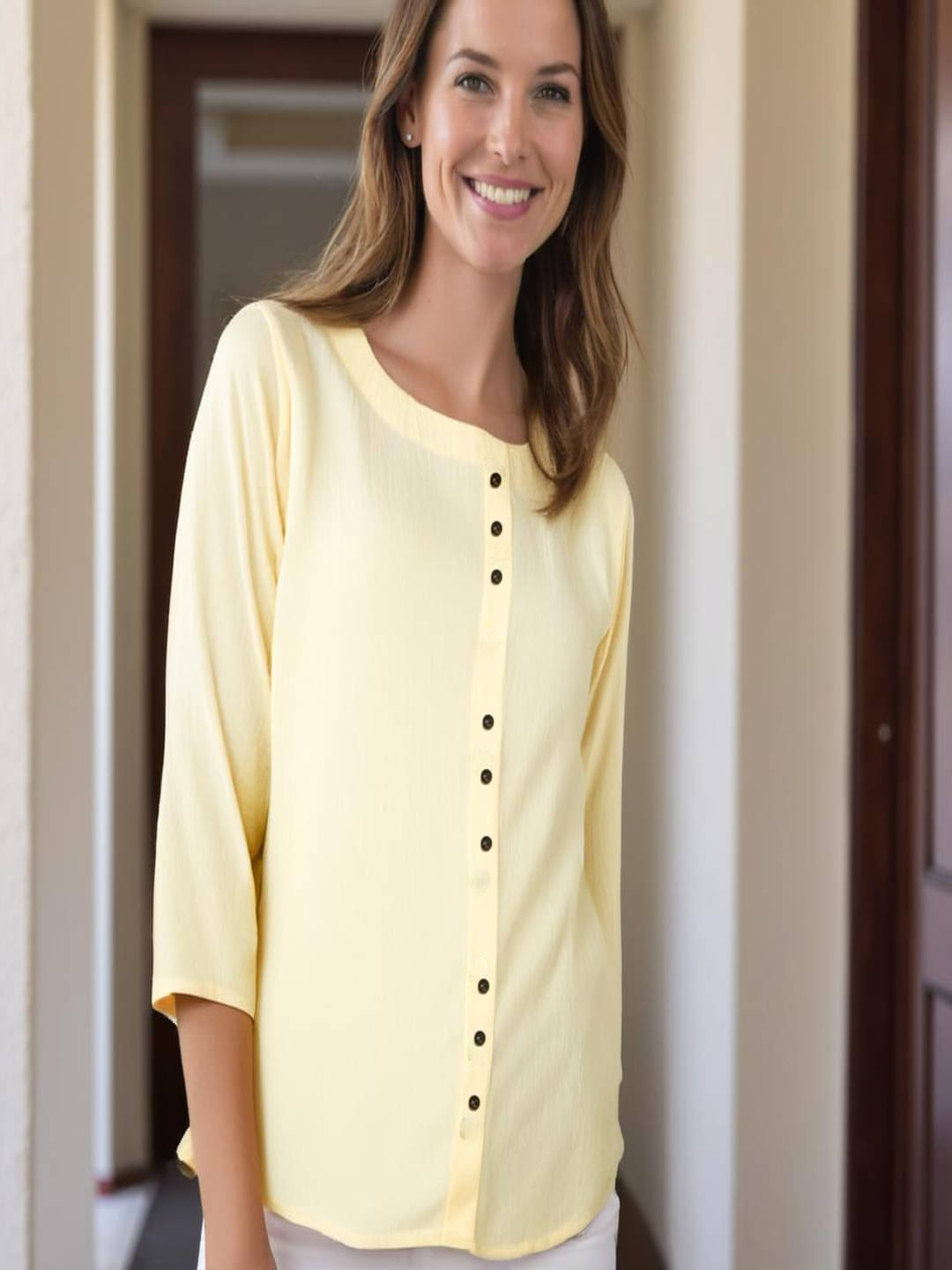     			PLUS PARADISE Women's Polyester Regular Top ( Yellow )
