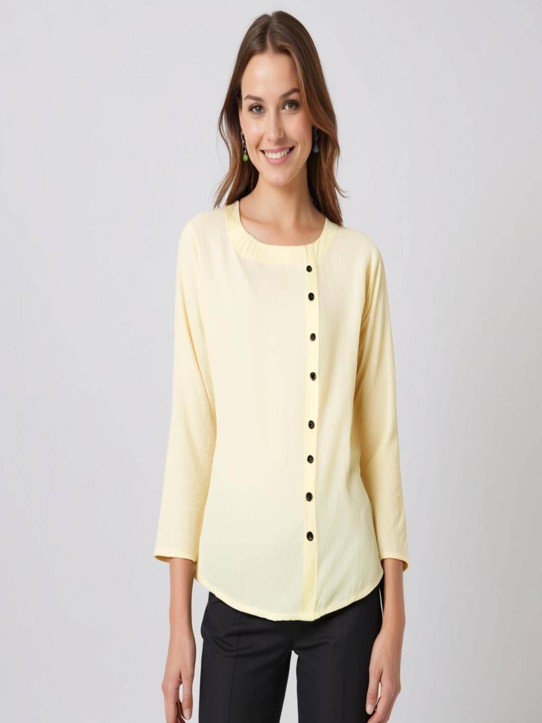     			PLUS PARADISE Women's Polyester Regular Top ( Yellow )
