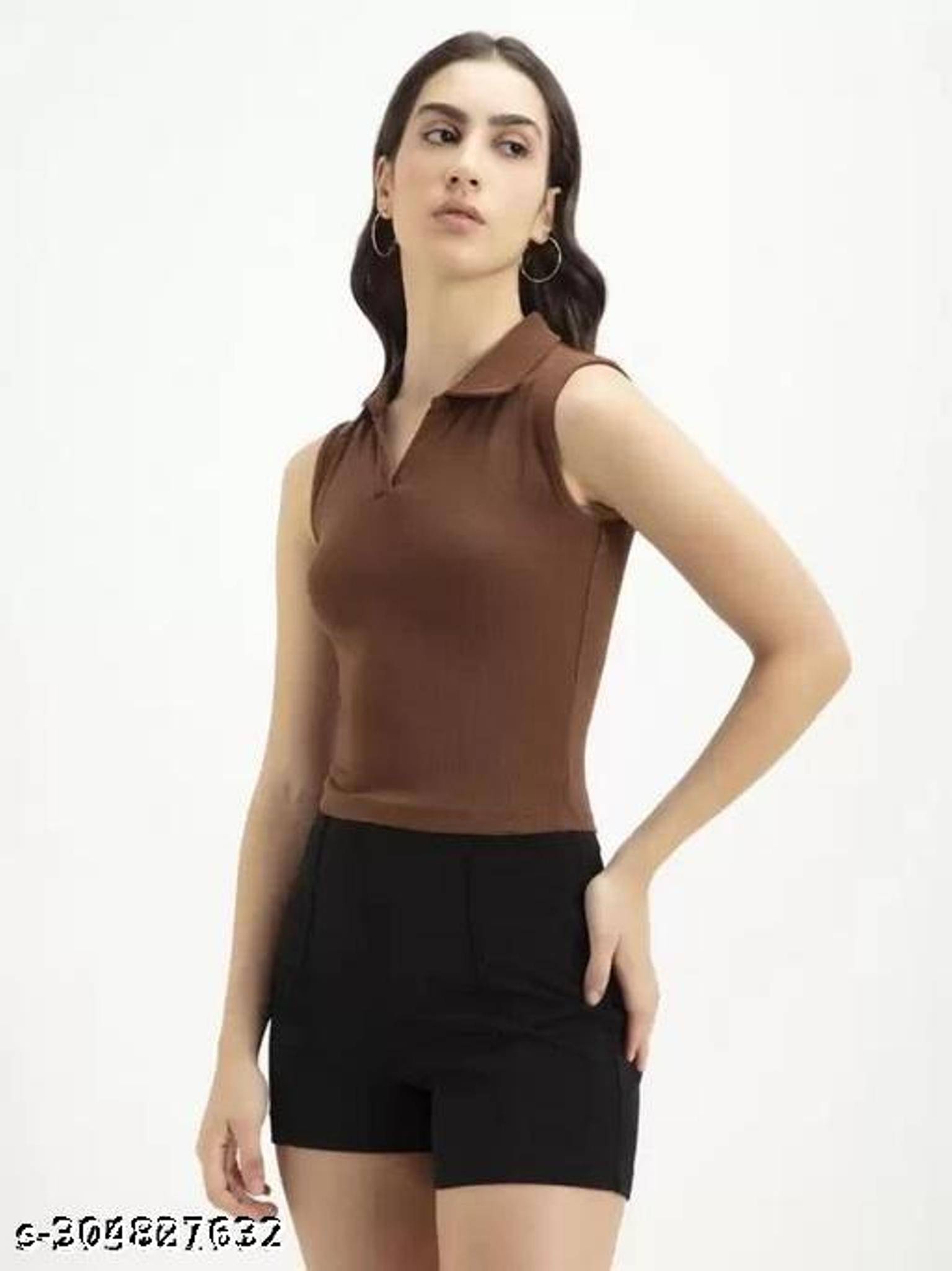     			RC NEOEN Women's Viscose Crop Top ( Brown )