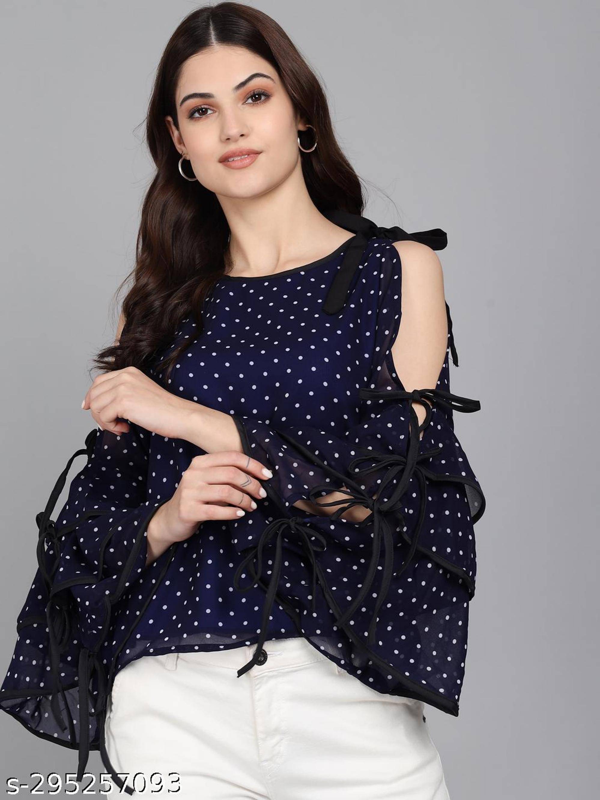     			RC NEOEN Women's Georgette Regular Top ( Navy Blue )