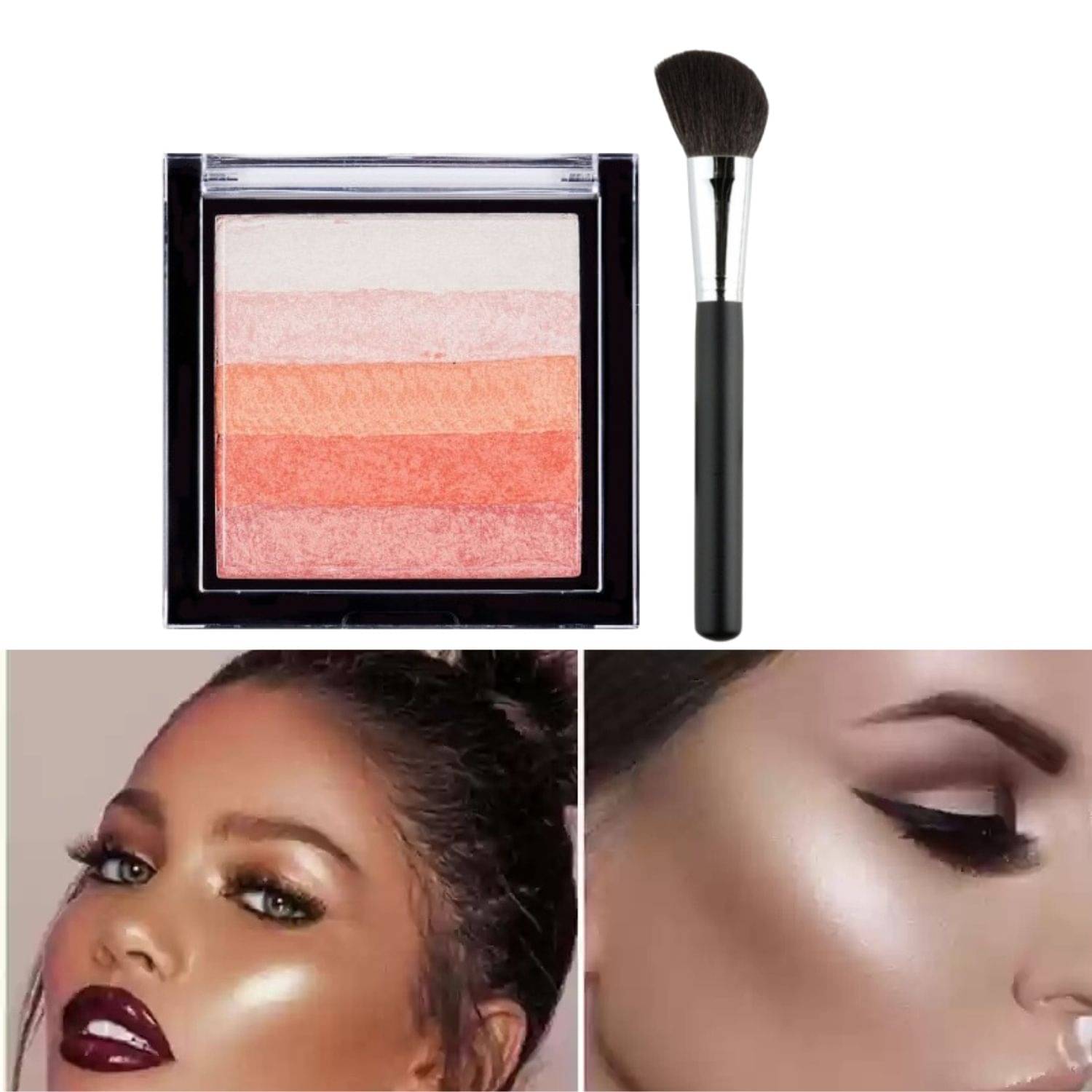     			BLUST & FAMME Multi Colour Blush And Highlighter Kit, 3 in 1 Makeup Pressed Powder Palette With SPF 15
