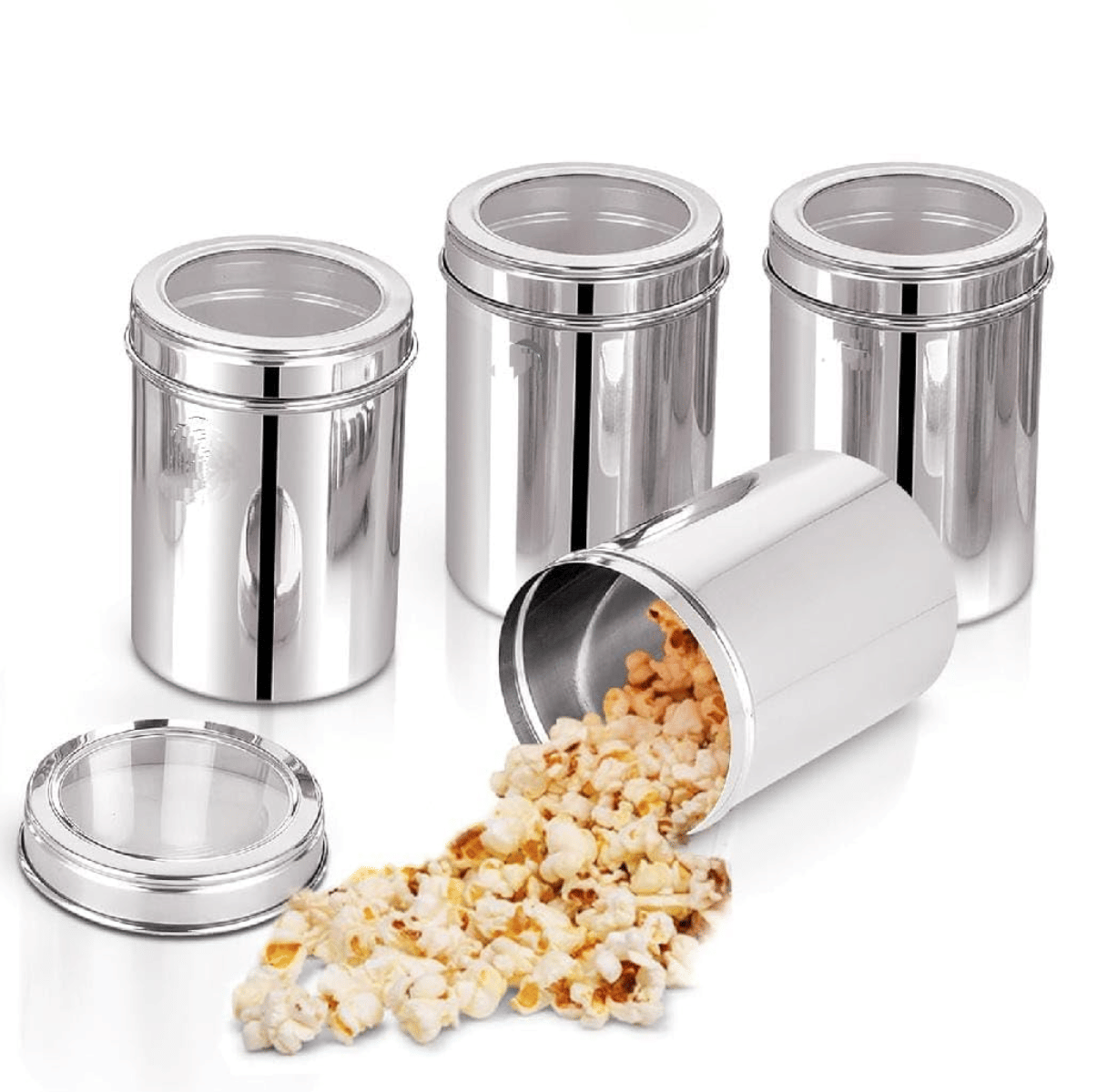     			STEEPLE Steel Silver Multi-Purpose Container ( Set of 4 )