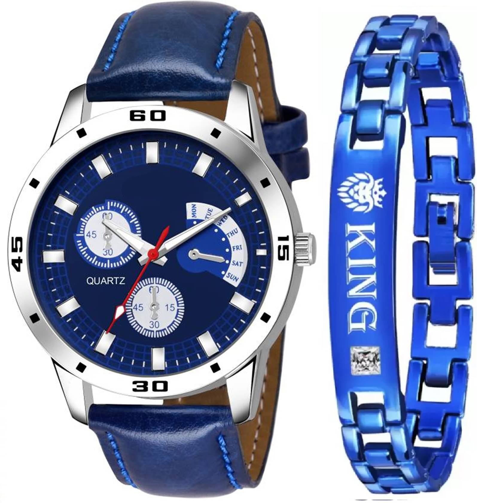     			Shivark Blue PU Analog Men's Watch