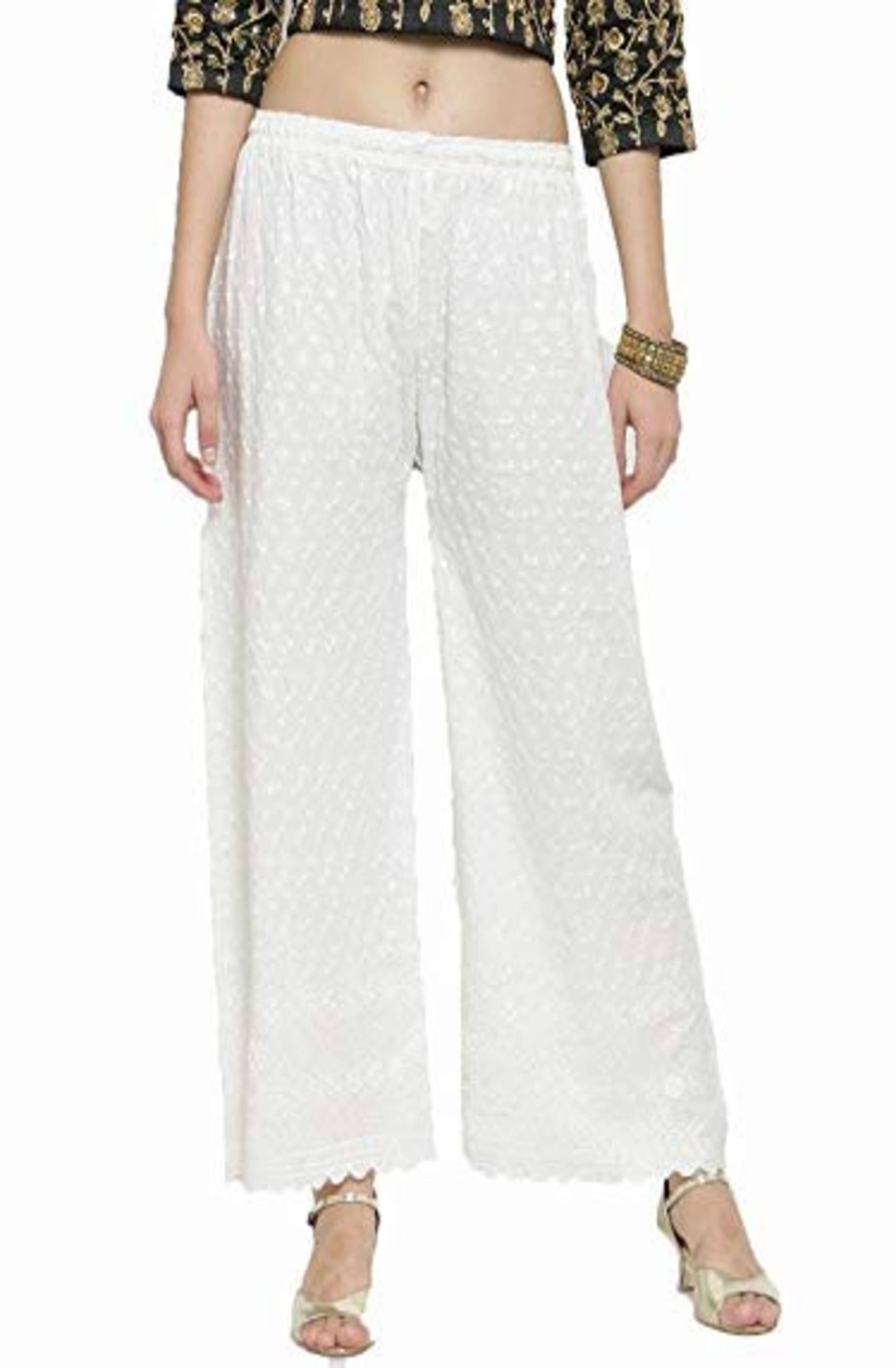 TNQ - White Rayon Women's Palazzo ( Pack of 1 ) TNQ - White Rayon Women's Palazzo ( Pack of 1 )