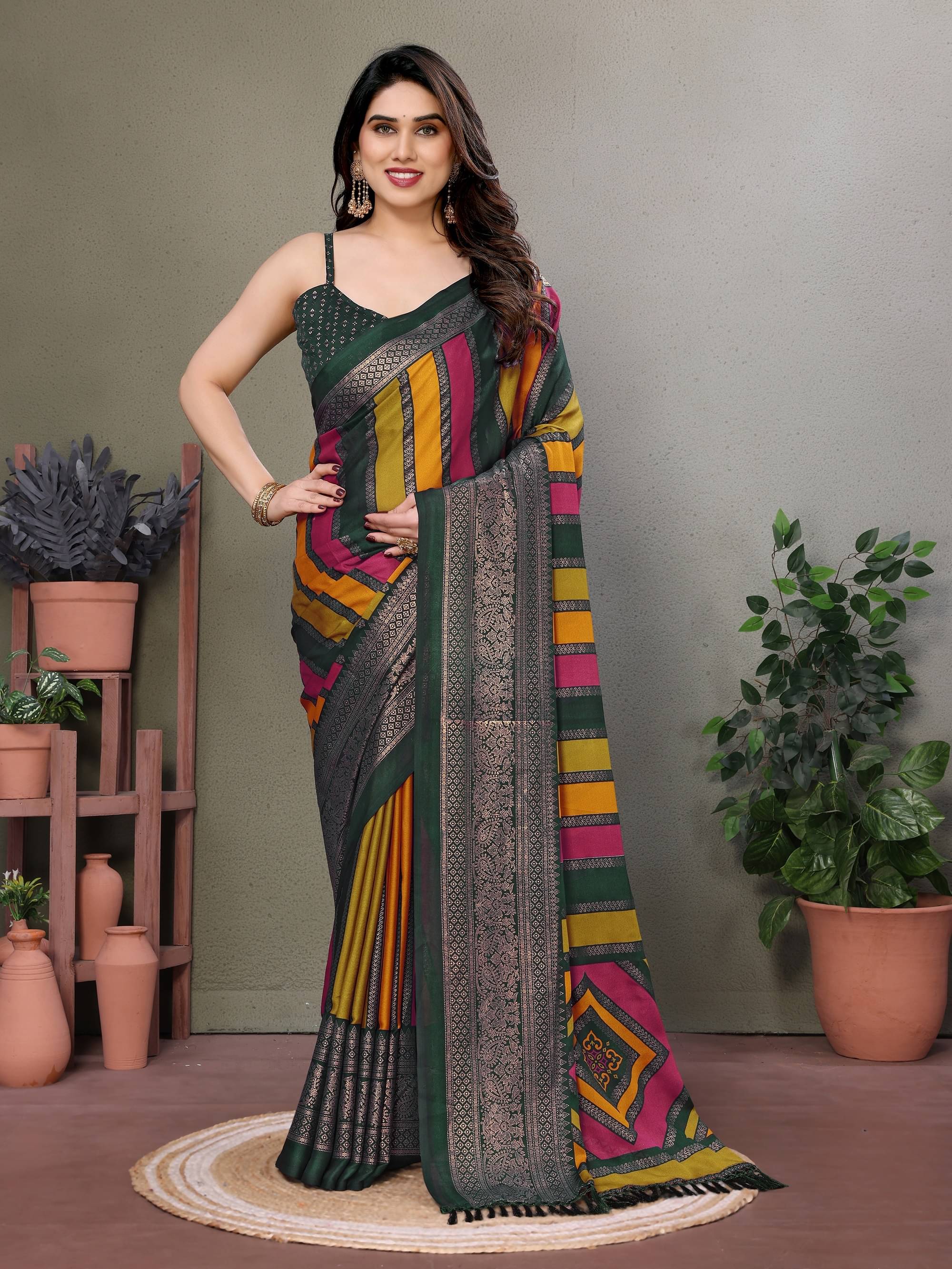 VS MALL Georgette Self Design Saree Without Blouse Piece ( Green ) VS MALL Georgette Self Design Saree Without Blouse Piece ( Green )