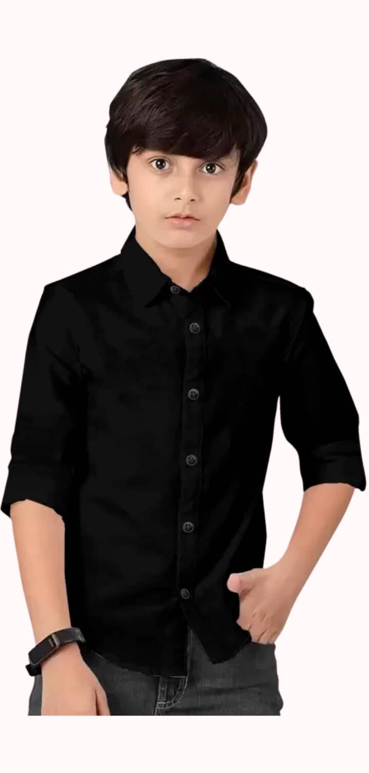 ZAKAR STYLE Pack of 1 Boys Cotton Blend Full Sleeves Shirt ( Black ) ZAKAR STYLE Pack of 1 Boys Cotton Blend Full Sleeves Shirt ( Black )