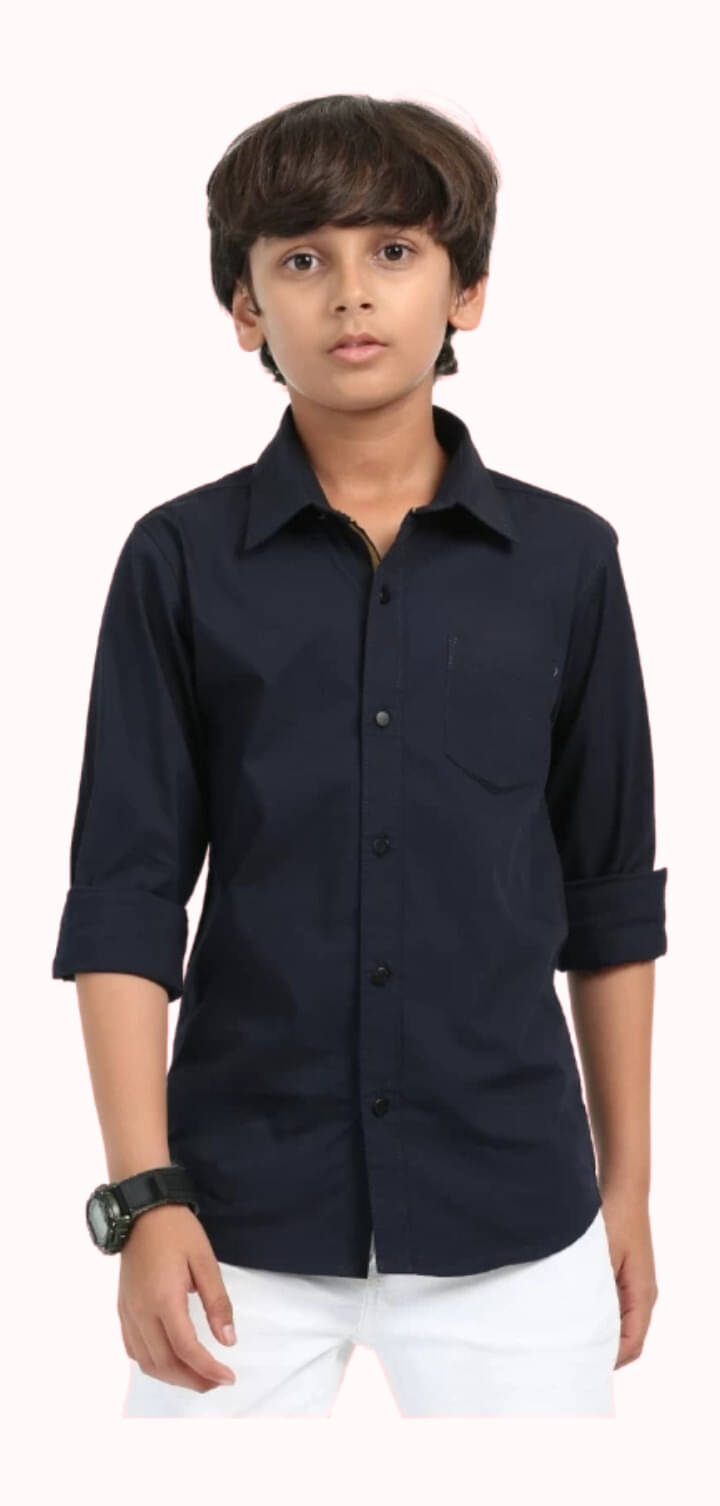     			ZAKAR STYLE Pack of 1 Boys 100% Cotton Full Sleeves Shirt ( Navy Blue )