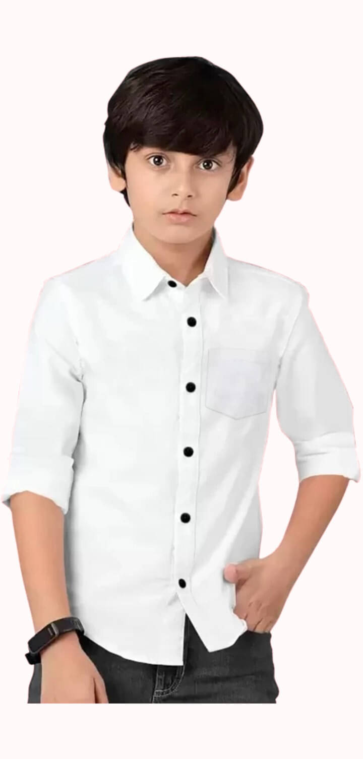 ZAKAR STYLE Pack of 1 Boys 100% Cotton Full Sleeves Shirt ( White ) ZAKAR STYLE Pack of 1 Boys 100% Cotton Full Sleeves Shirt ( White )