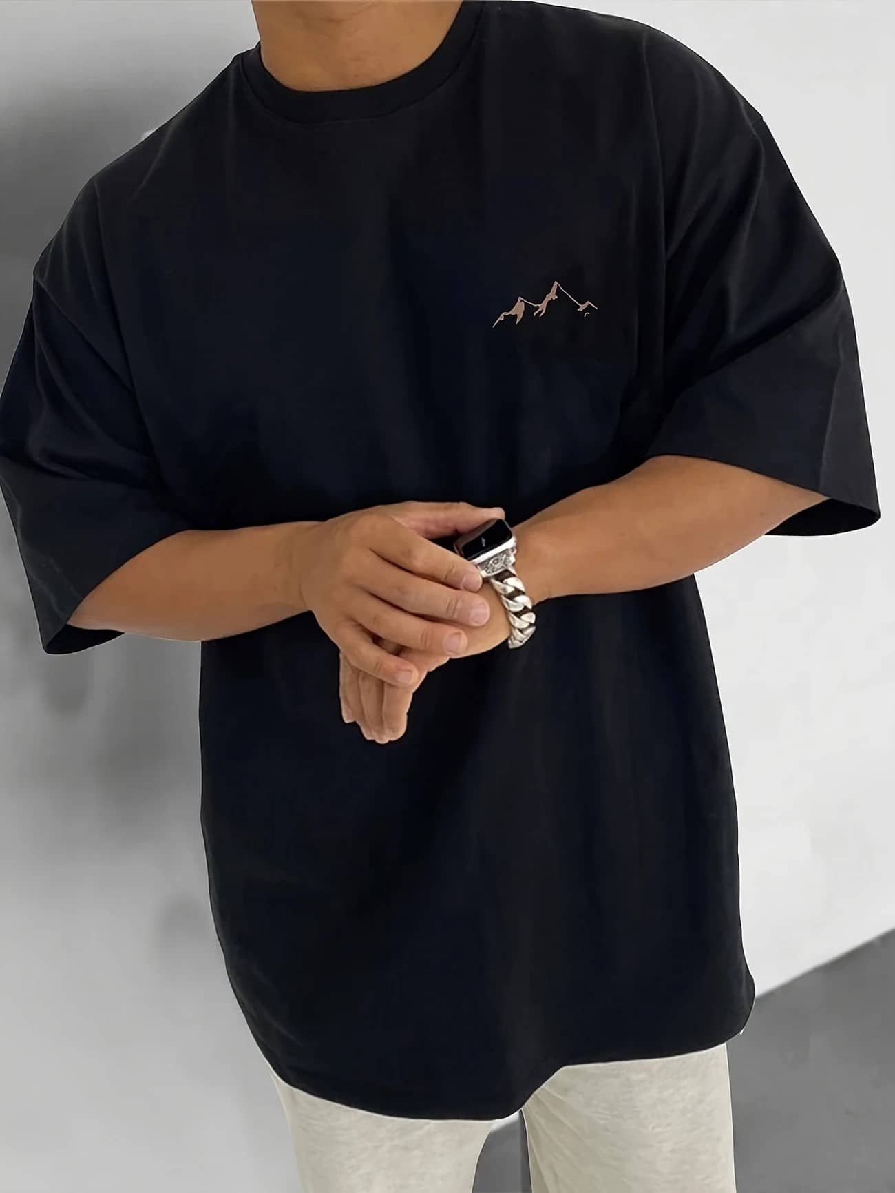 ekadravin Cotton Oversized Fit Printed Half Sleeves Men's Round T-Shirt - Black ( Pack of 1 )