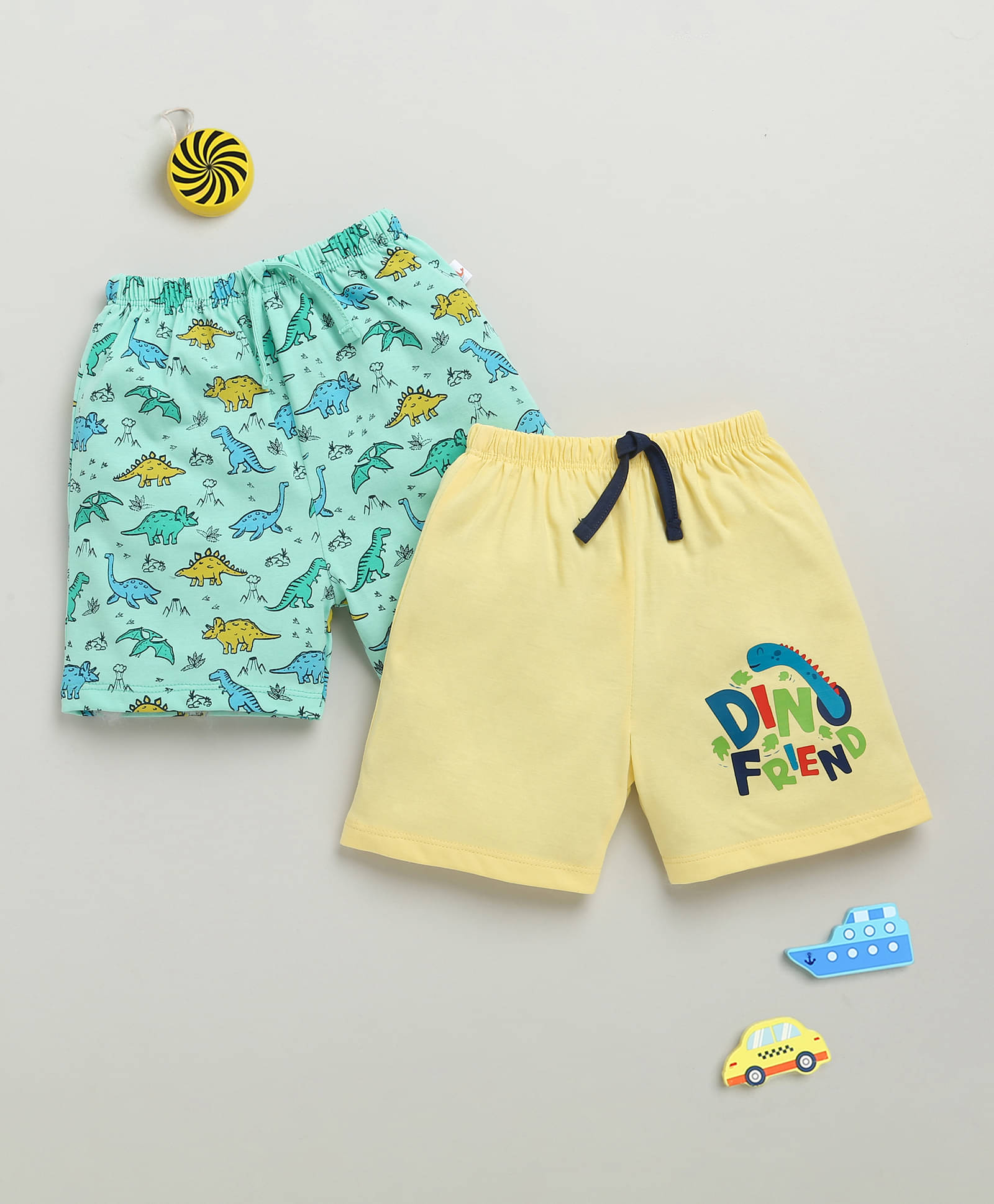     			BUMZEE Pack of 2 Cotton Shorts For Baby Boys ( Mint Green )