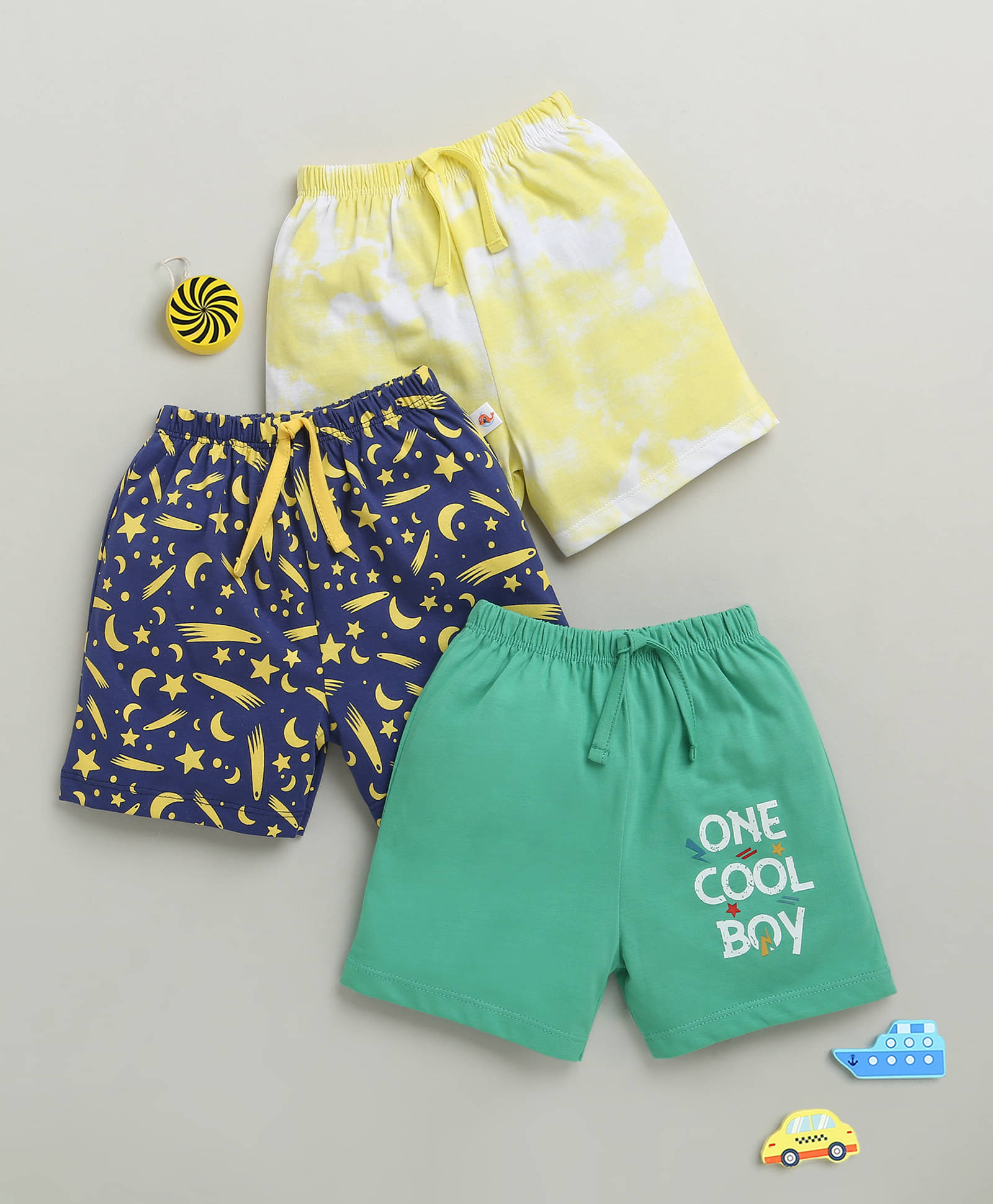     			BUMZEE Pack of 3 Cotton Shorts For Baby Boys ( Green )