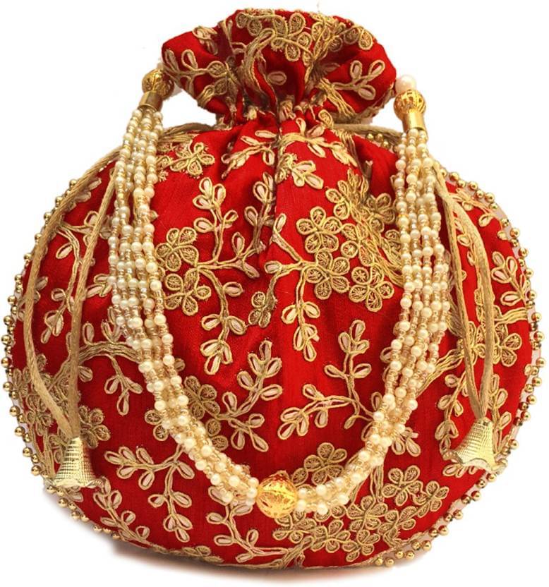     			Banithani Handbags Accessories Fabric Set of 1 ( Red )
