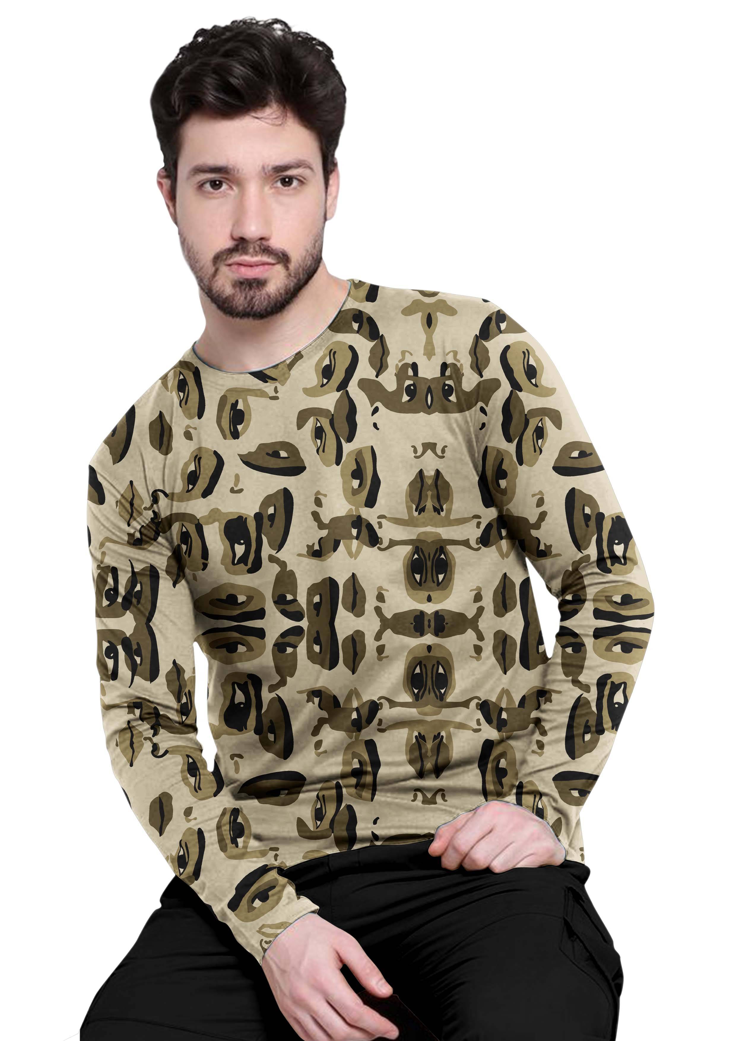 FTX Polyester Regular Fit Printed Full Sleeves Men's Round T-Shirt - Beige ( Pack of 1 ) FTX Polyester Regular Fit Printed Full Sleeves Men's Round T-Shirt - Beige ( Pack of 1 )
