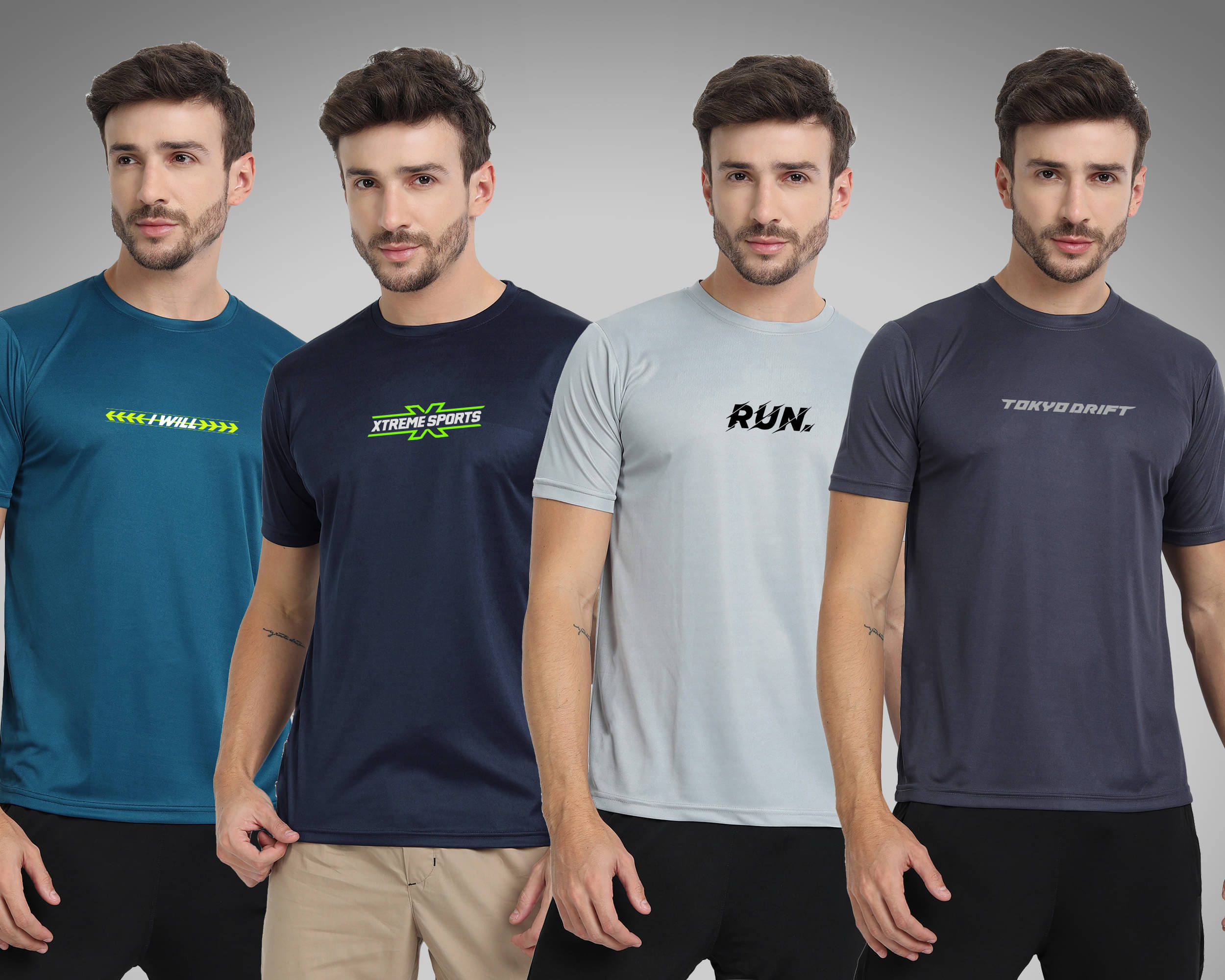 FTX Polyester Regular Fit Printed Half Sleeves Men's Round T-Shirt - Navy ( Pack of 4 ) FTX Polyester Regular Fit Printed Half Sleeves Men's Round T-Shirt - Navy ( Pack of 4 )