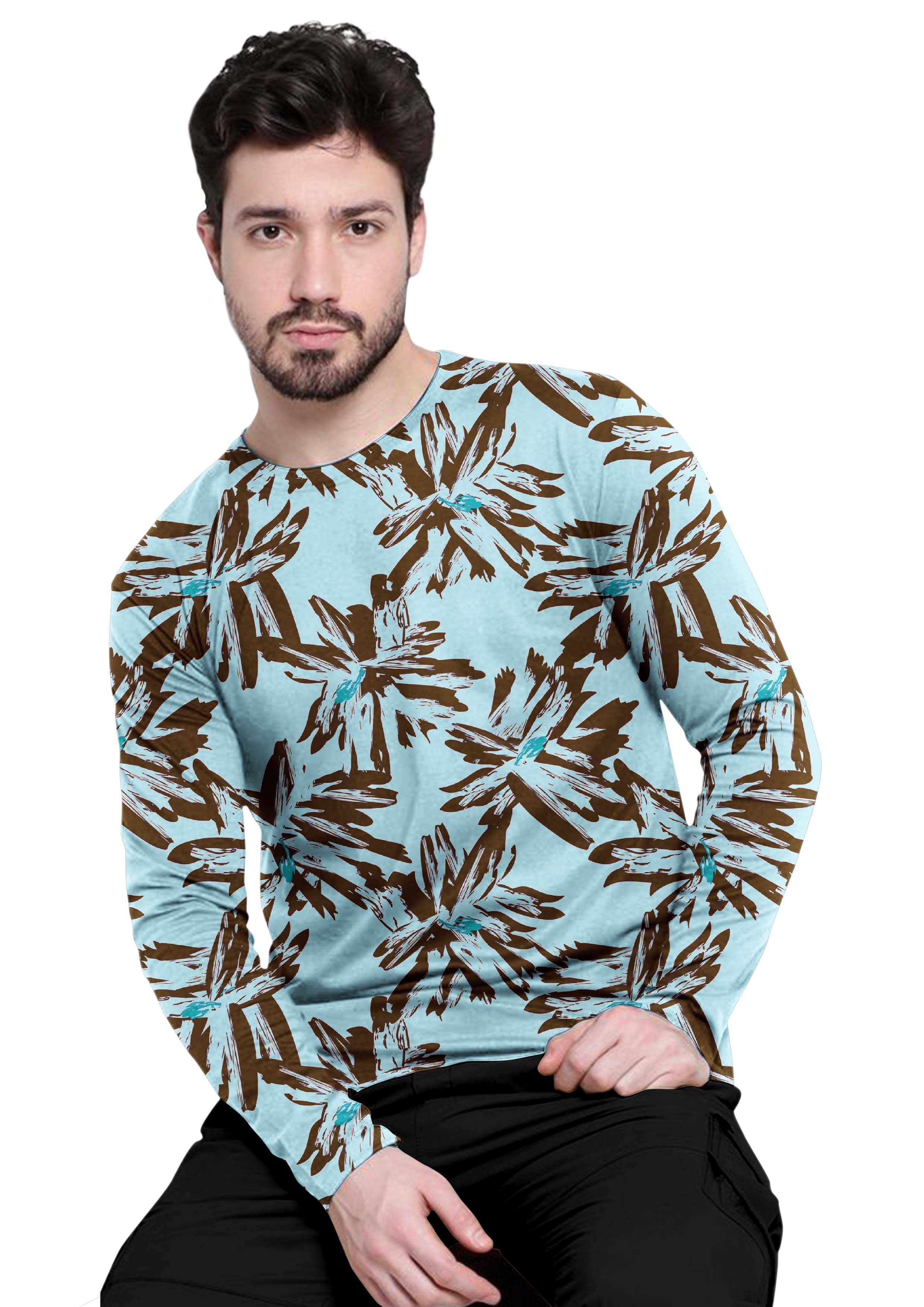    			FTX Polyester Regular Fit Printed Full Sleeves Men's Round T-Shirt - Sky Blue ( Pack of 1 )