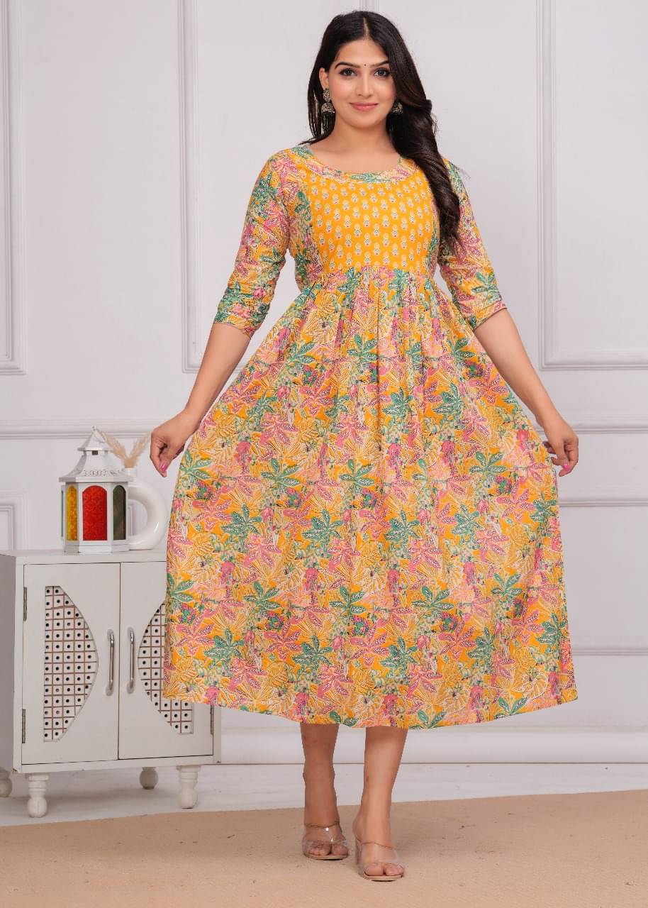     			Fasnesio Yellow Cotton Women's Maternity Dress ( Pack of 1 )