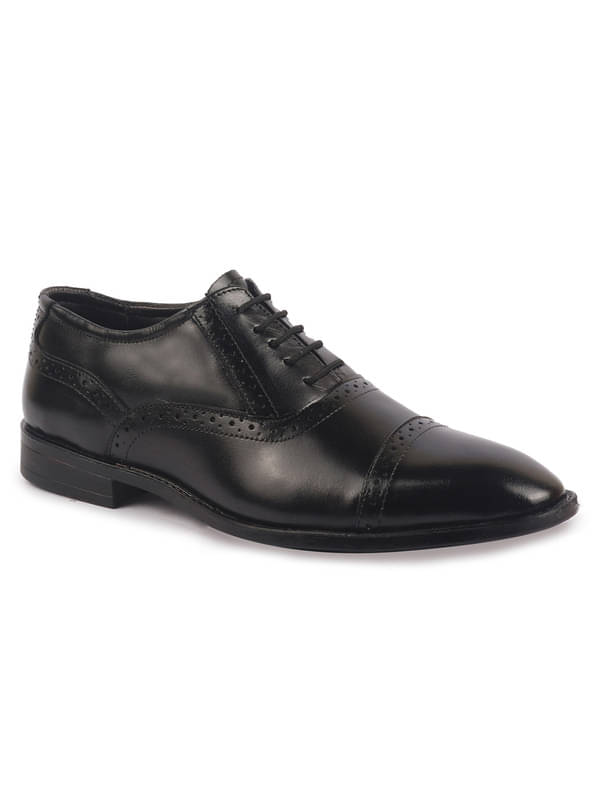     			Fausto Black Men's Brogue Formal Shoes