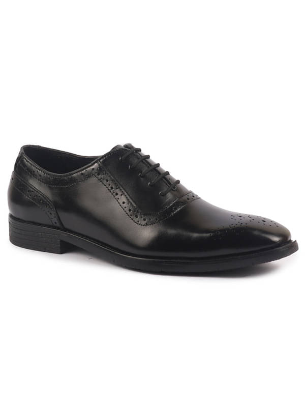    			Fausto Black Men's Brogue Formal Shoes