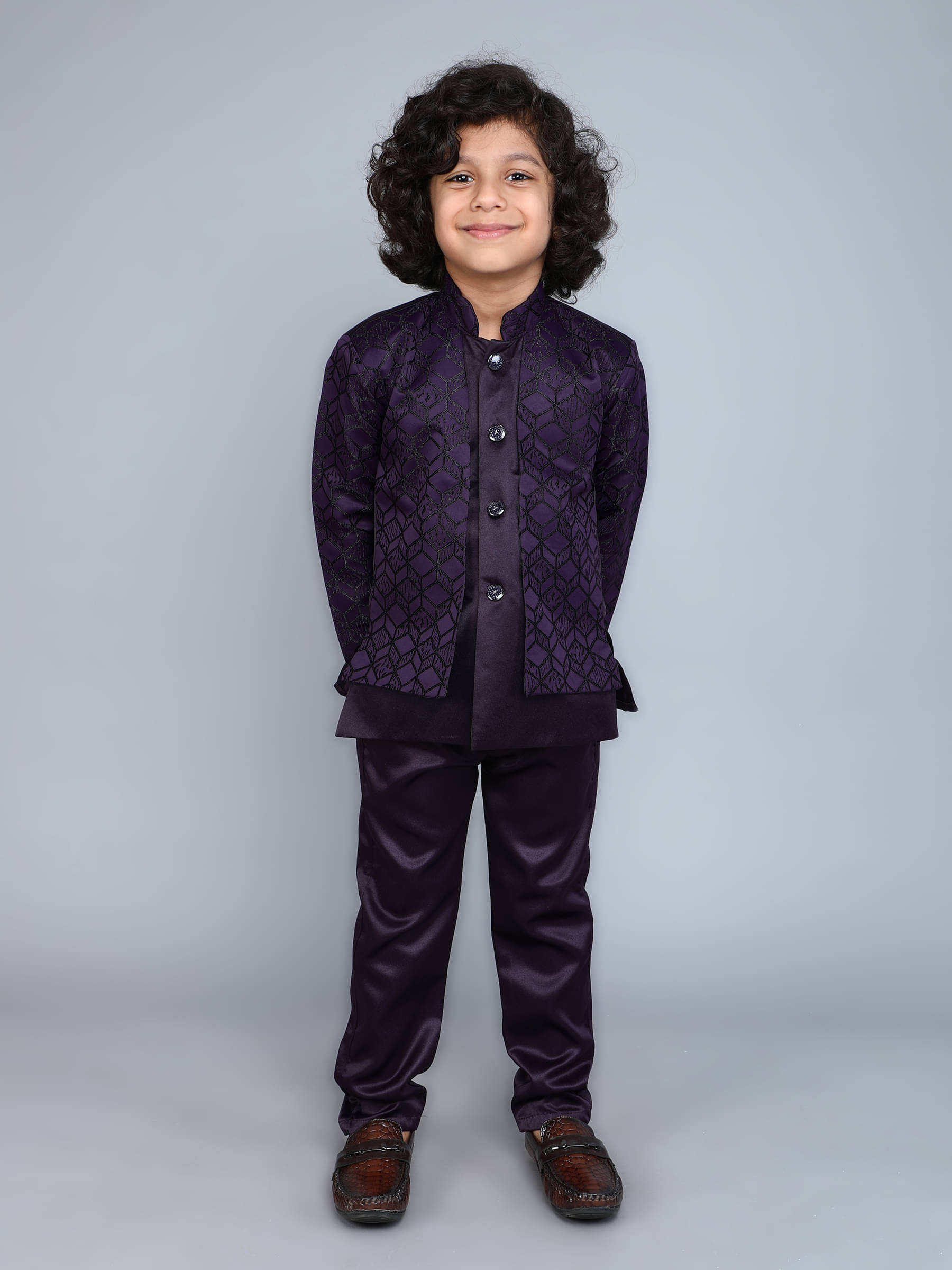     			Fourfolds Boys Polyester Suit ( Pack of 1 , Purple )