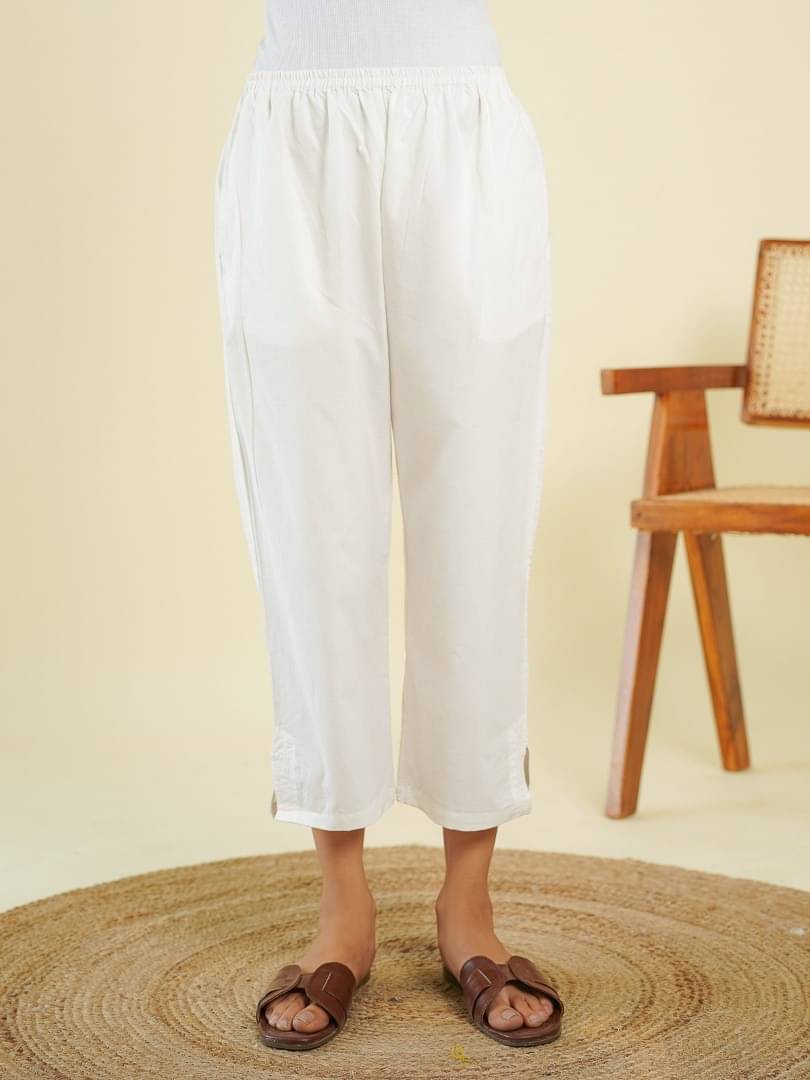Goodhand Pack of 1 Cotton Straight Women's Palazzos ( White ) Goodhand Pack of 1 Cotton Straight Women's Palazzos ( White )