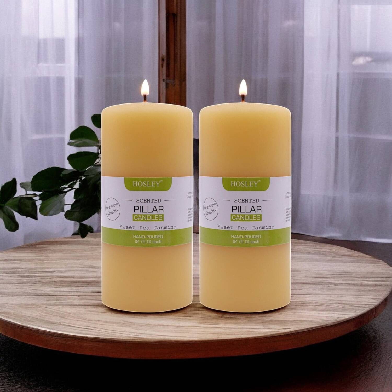     			Hosley White Pillar Candle 7 cm ( Pack of 2 )