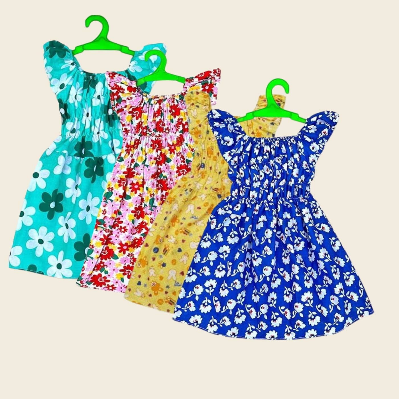 Indicrafts Cotton Frock For Baby Girls ( Pack of 4 , Multicolor )