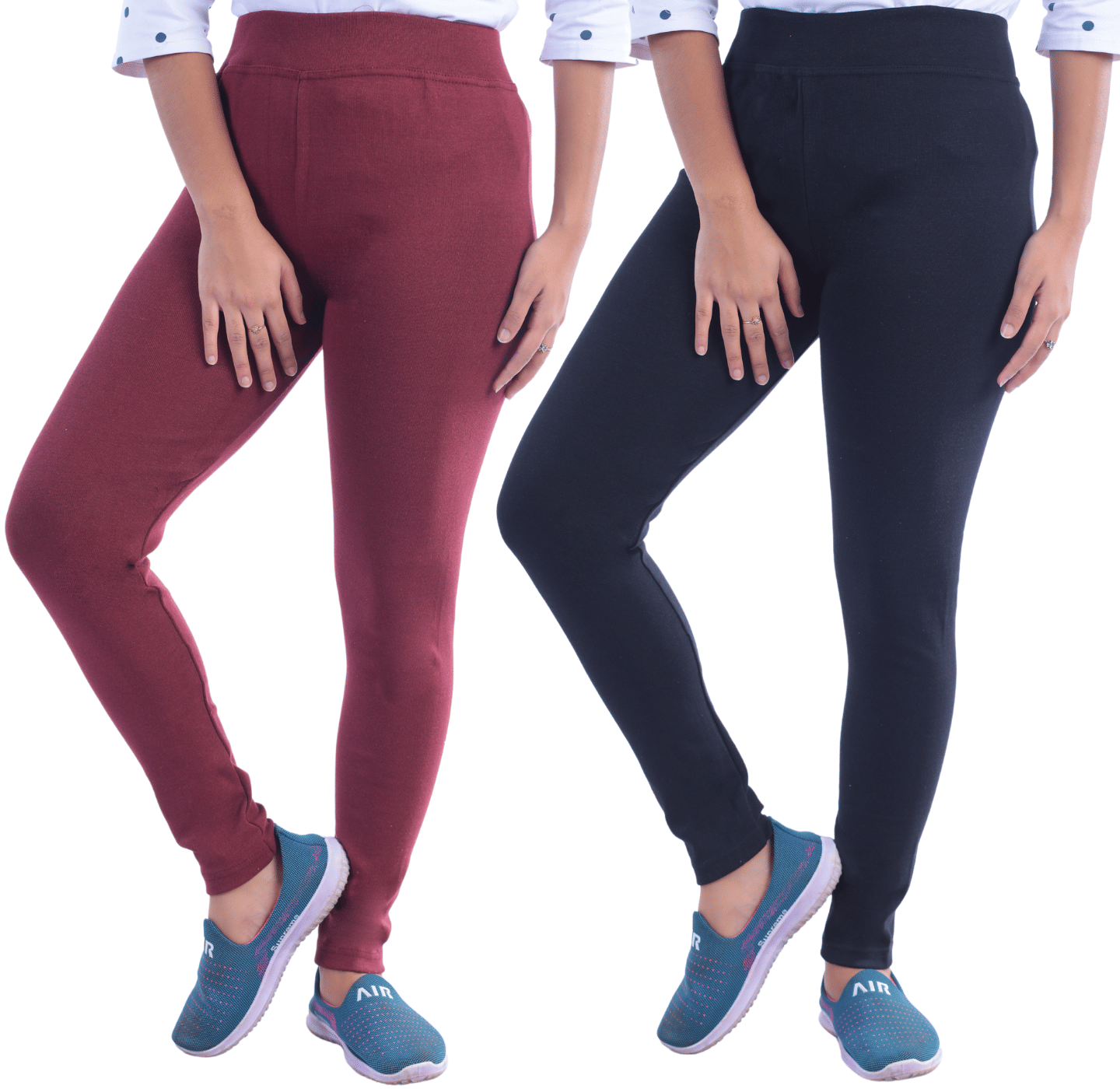     			KARARO - Cotton Blend Skinny Fit Maroon Women's Jeggings ( Pack of 2 )
