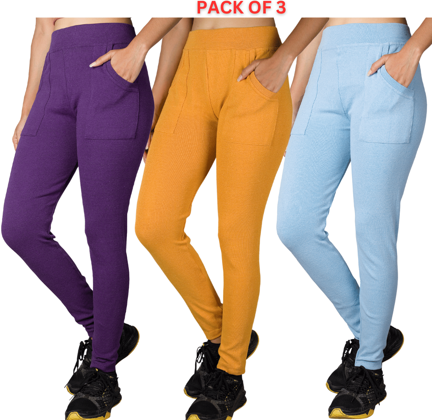     			KARARO JEGGINGS - Cotton Blend Skinny Fit Purple Women's Jeggings ( Pack of 3 )