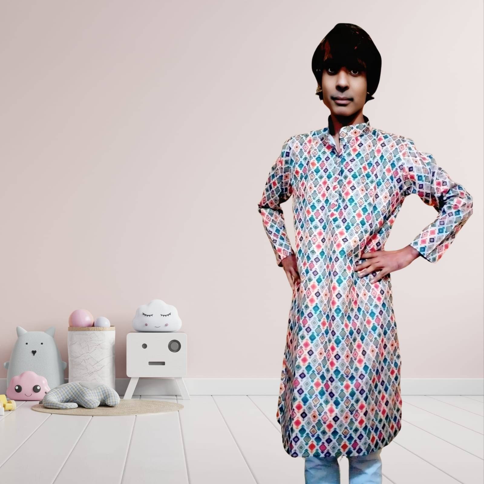 Kaash Boys Cotton Blend Multicolor Kurta Pyjama Set ( Pack of 1 ) Kaash Boys Cotton Blend Multicolor Kurta Pyjama Set ( Pack of 1 )