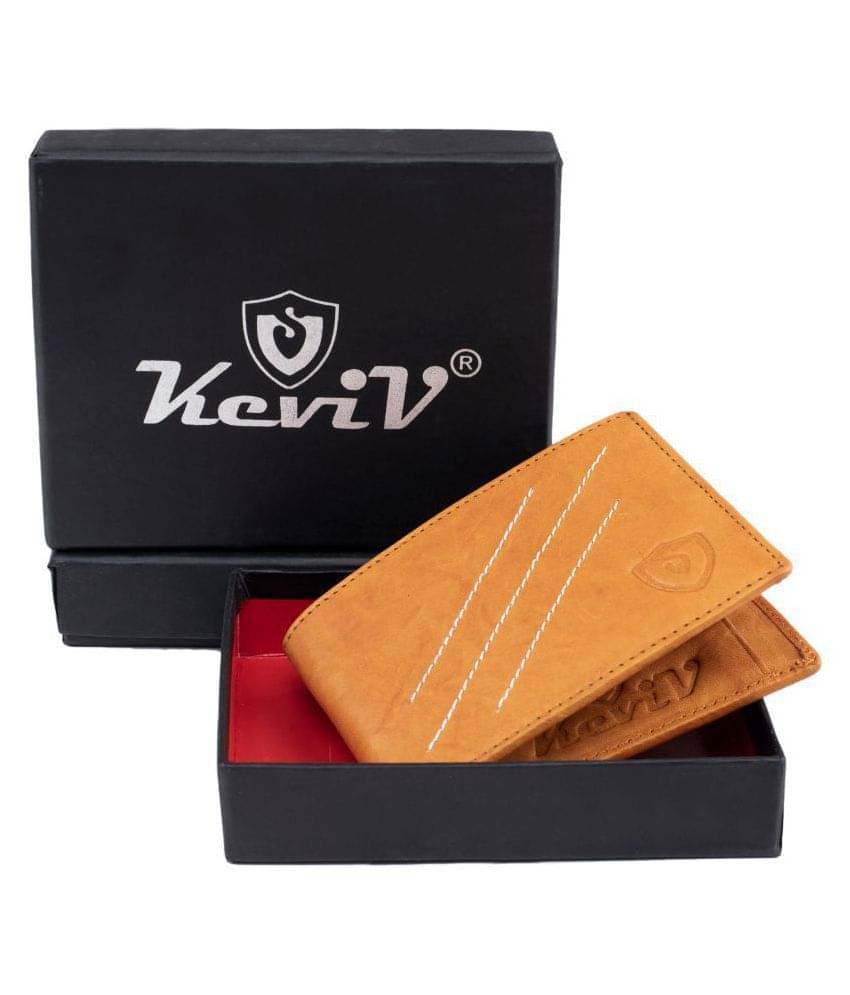     			Keviv Leather Solid Men's Two Fold Wallet With 5 Slots For Card ( Tan , Pack of 1 )