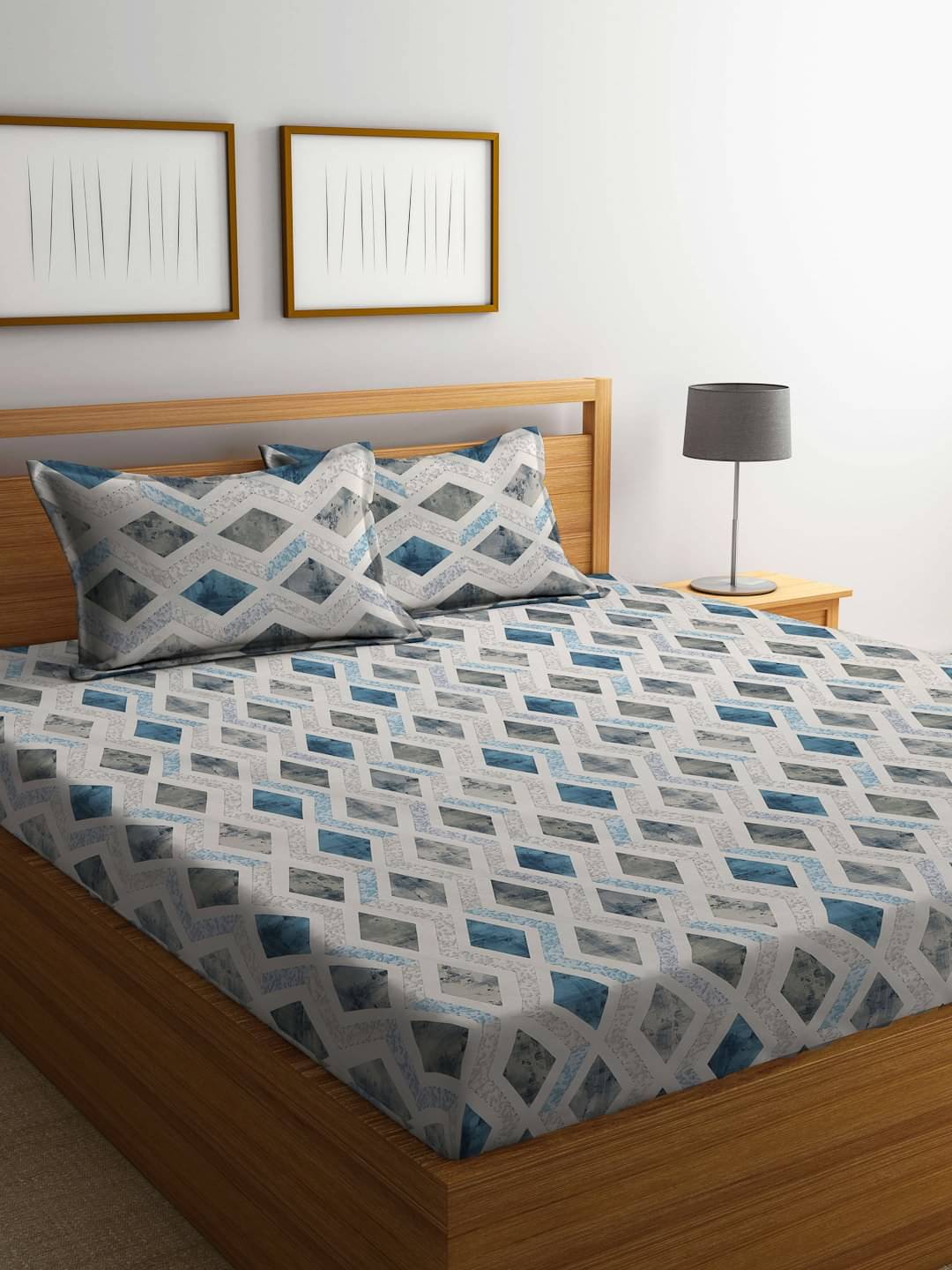     			Klotthe Cotton Abstract Fitted ( Double Bed ) - Multi