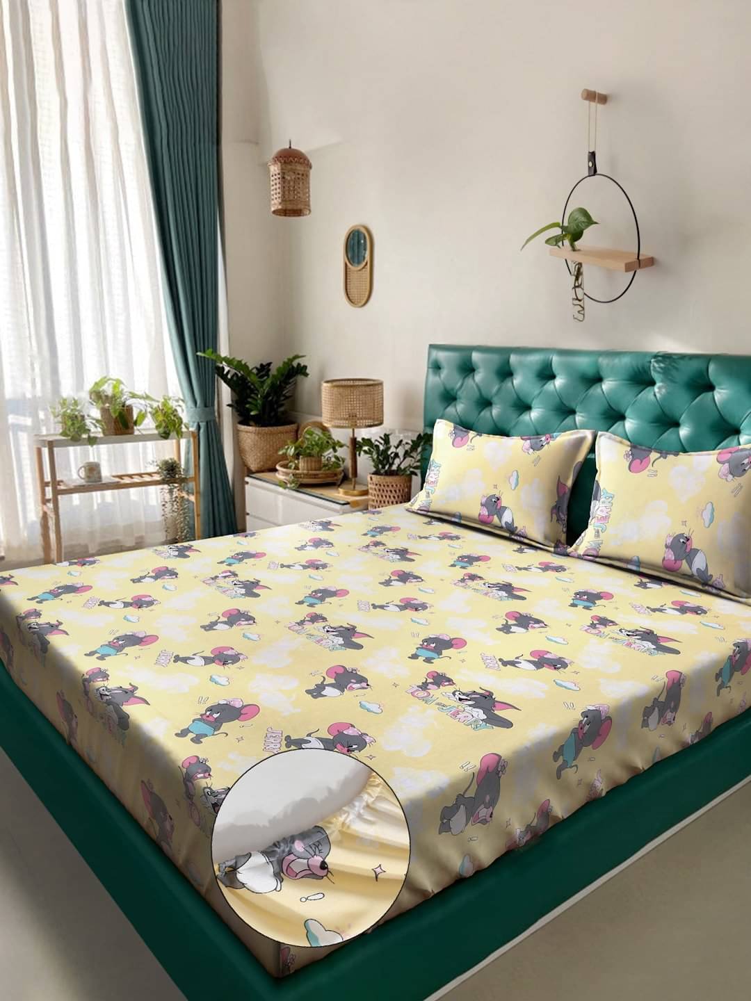     			Klotthe Cotton Humor & Comic Fitted ( Double Bed ) - Yellow