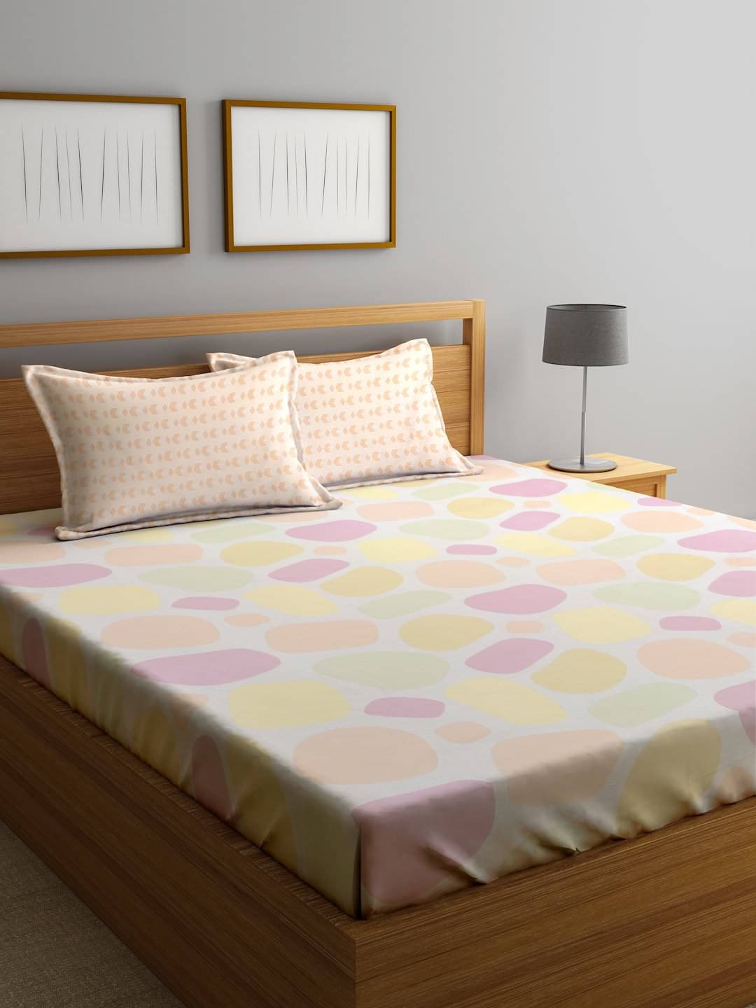     			Klotthe Poly Cotton Abstract Fitted ( Double Bed ) - Multi