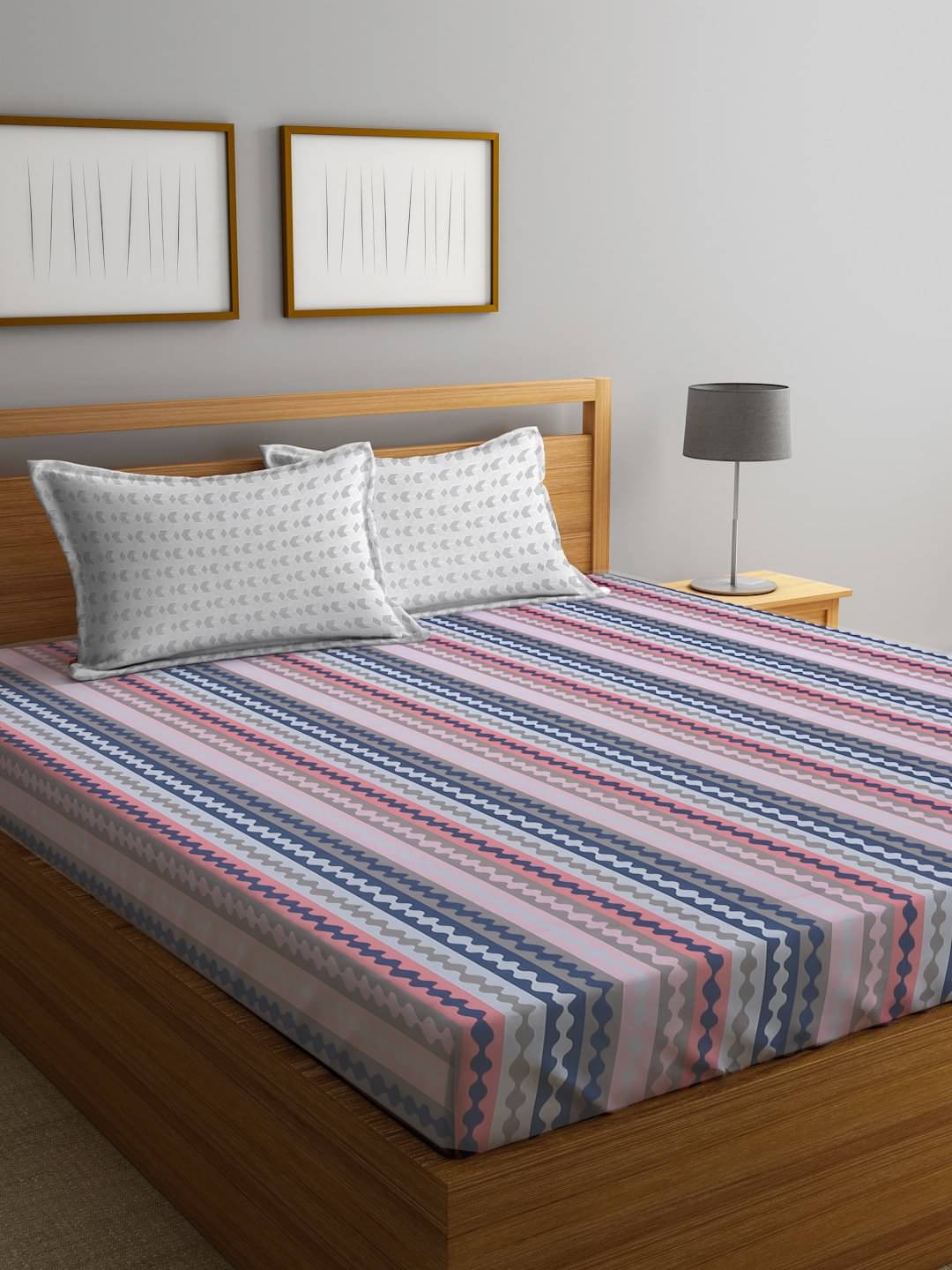 Klotthe Poly Cotton Abstract Fitted ( Double Bed ) - Multi Klotthe Poly Cotton Abstract Fitted ( Double Bed ) - Multi