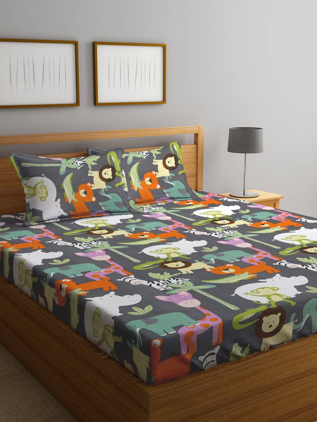 Klotthe Poly Cotton Animal Fitted ( Double Bed ) - Multi Klotthe Poly Cotton Animal Fitted ( Double Bed ) - Multi