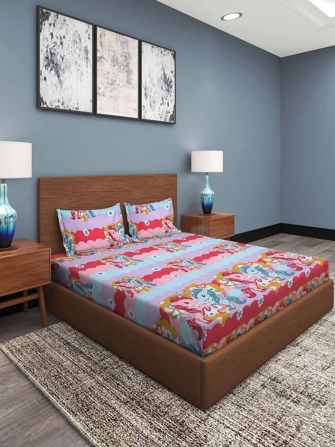 Klotthe Poly Cotton Animal Fitted ( Double Bed ) - Multi Klotthe Poly Cotton Animal Fitted ( Double Bed ) - Multi