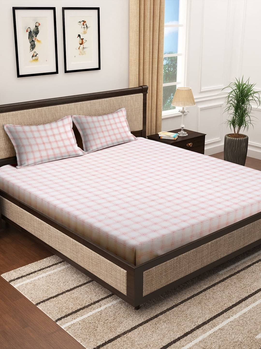 Klotthe Poly Cotton Big Checks Fitted ( Double Bed ) - Multi Klotthe Poly Cotton Big Checks Fitted ( Double Bed ) - Multi
